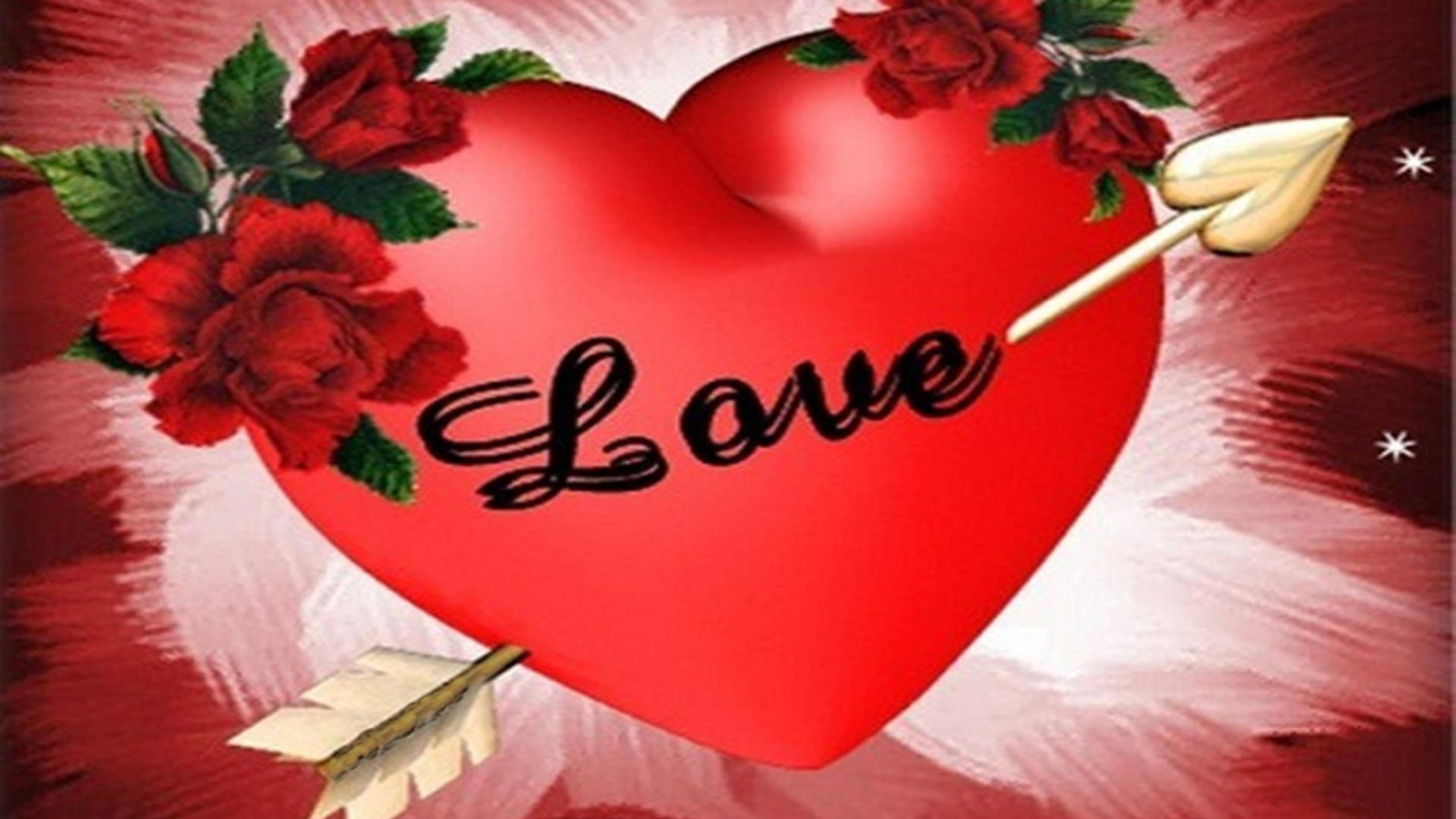 A Symbol of Love - Romantic Rose and Arrow Heart Wallpaper