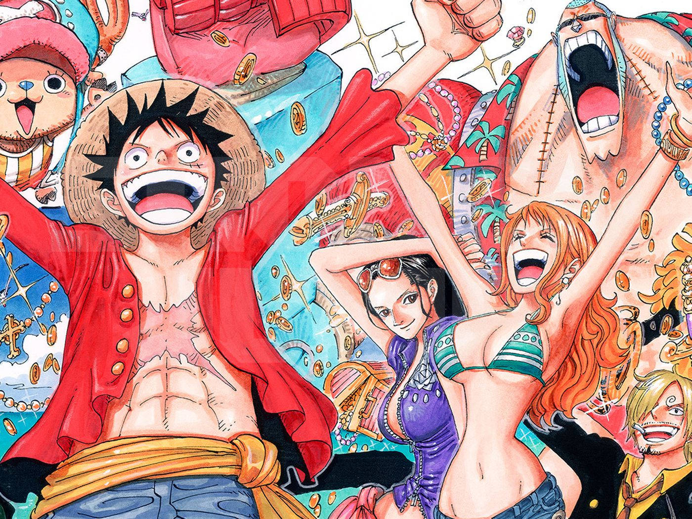Luffy And Other One Piece Characters Wallpaper