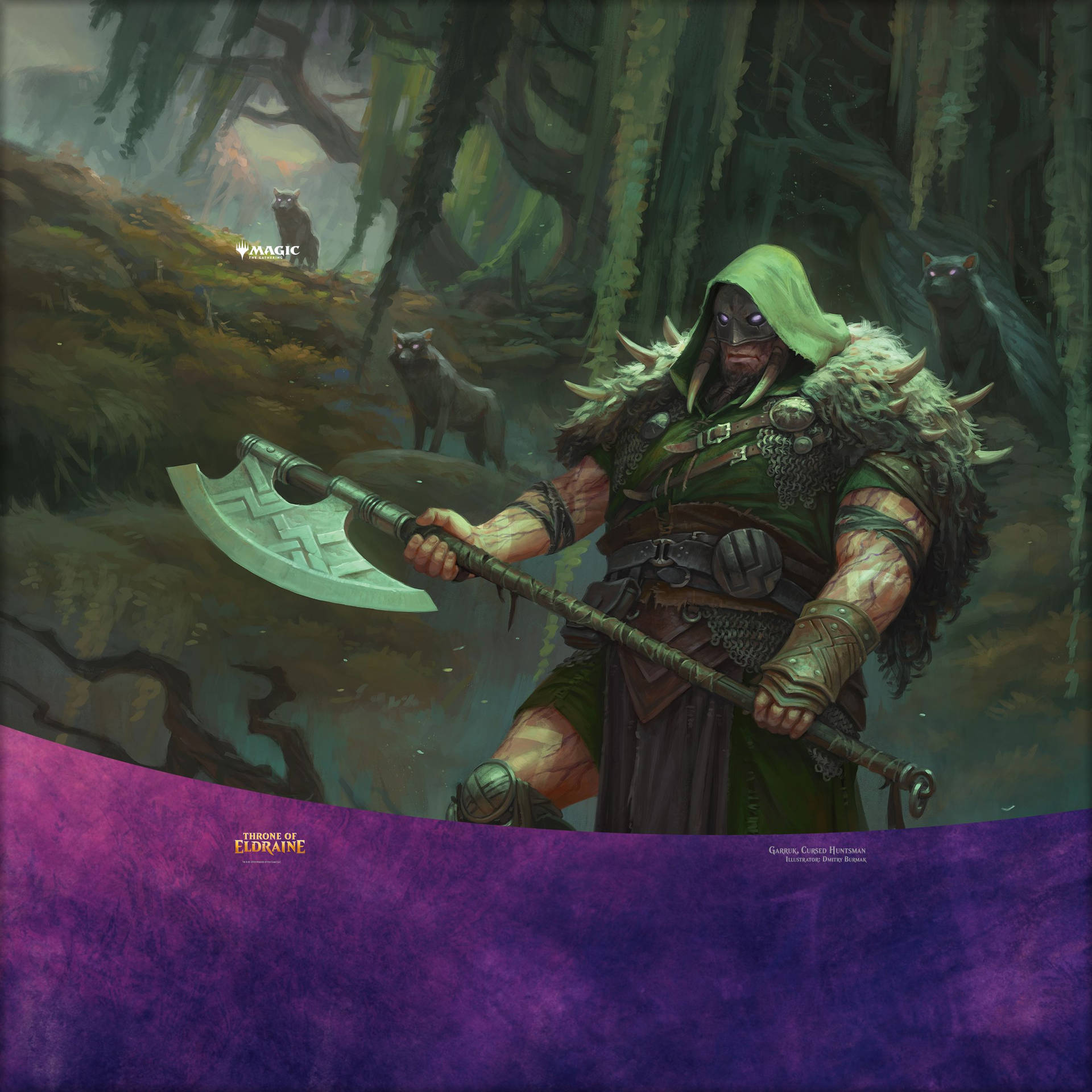 Garruk, the Cursed Huntsman, a powerful Planeswalker from the Magic The Gathering universe. Wallpaper