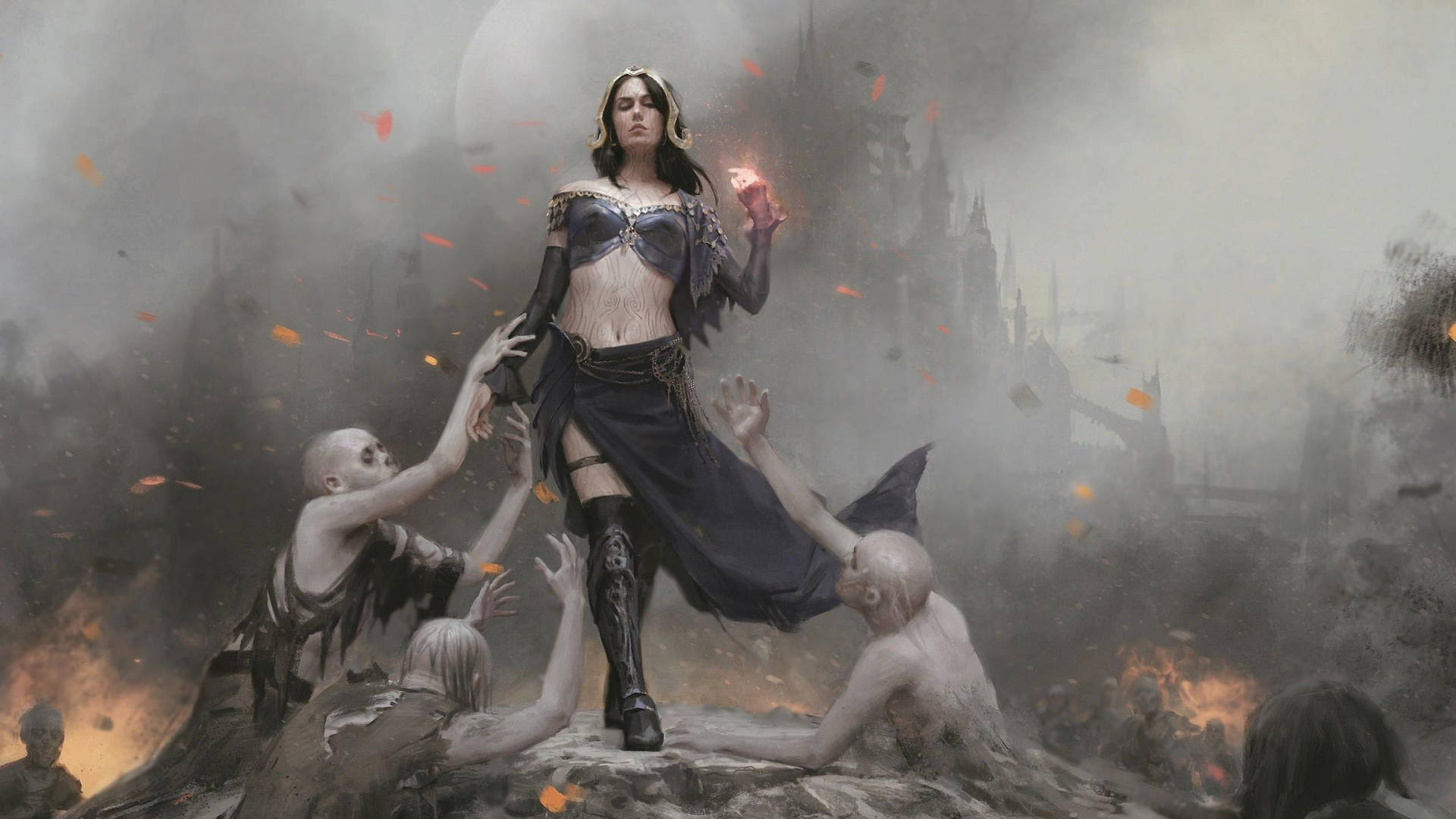 "Liliana, Defiant Necromancer - Call Down Powerful Dark Arts" Wallpaper
