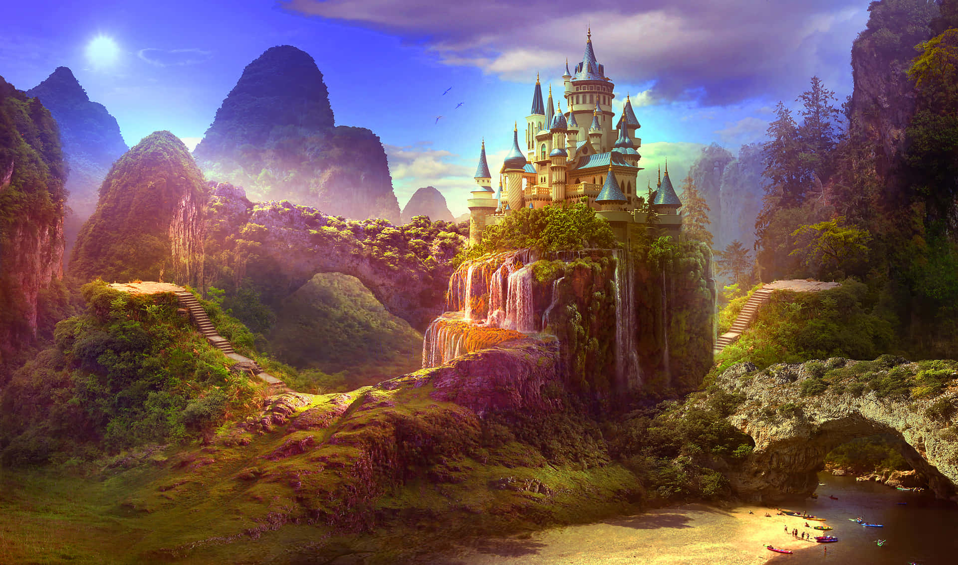 Magical Castle On A Hill Wallpaper