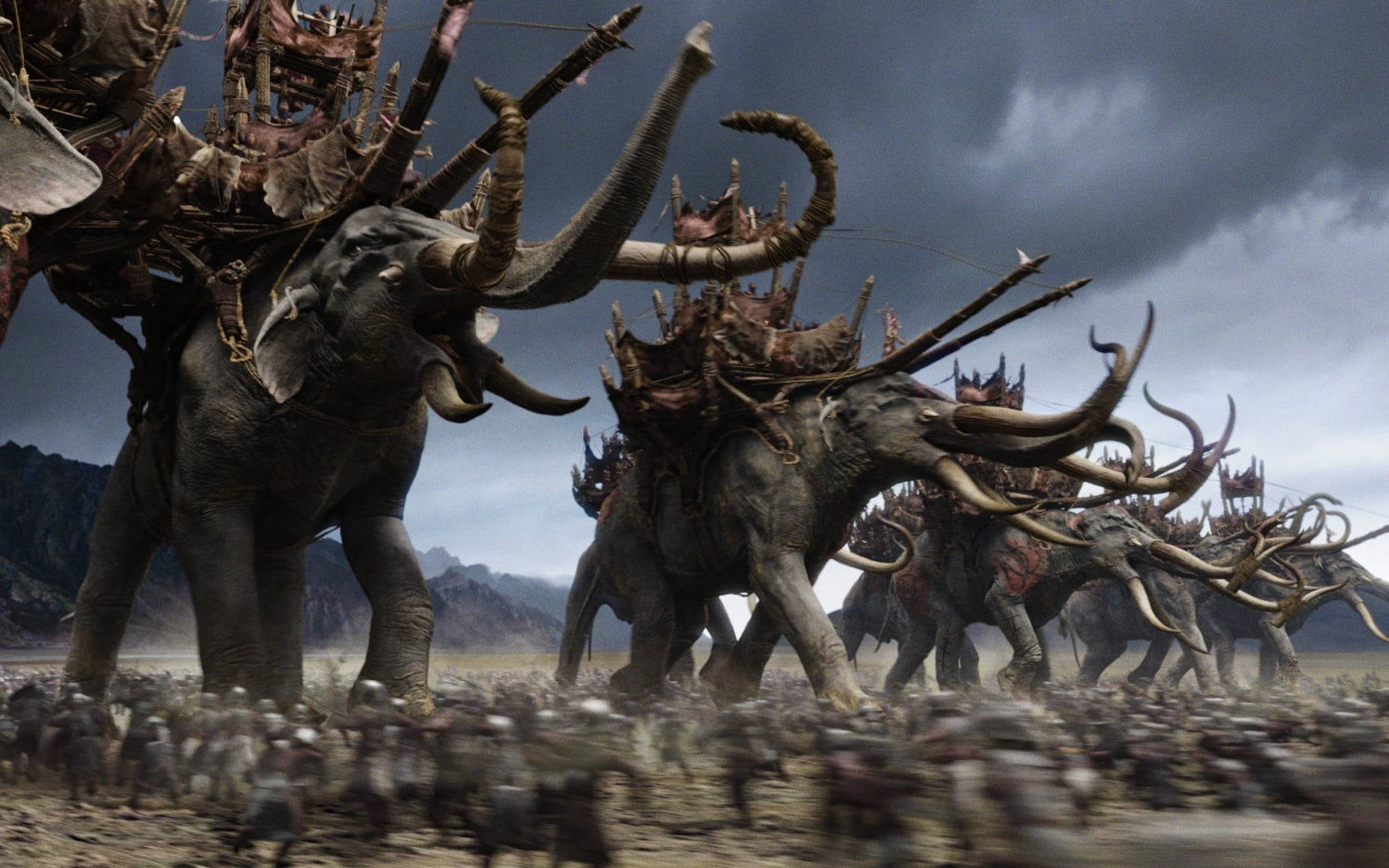 Mammoth Warriors In A Fight Wallpaper