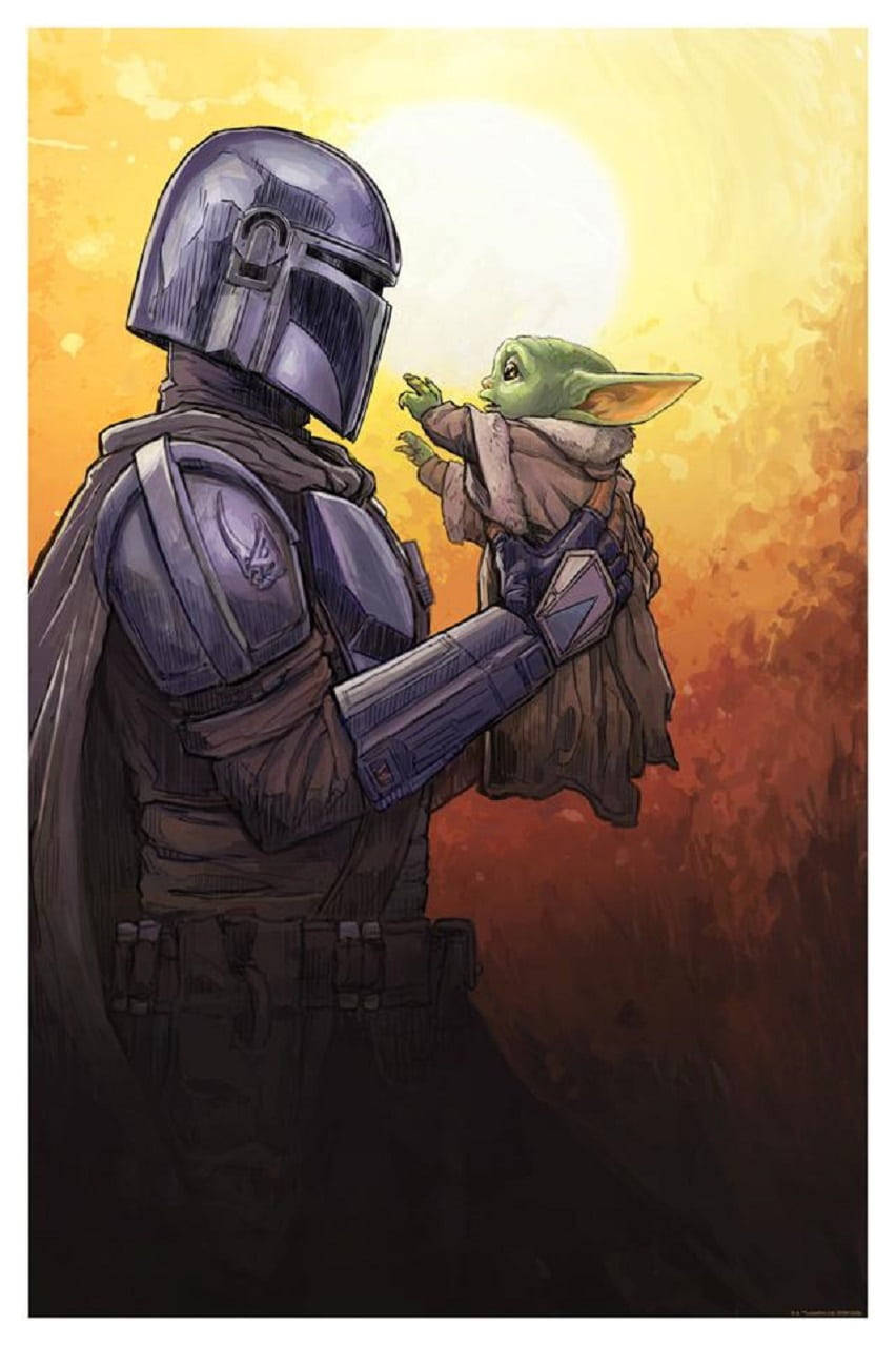 "The Mandalorian and Baby Yoda, an Unstoppable Duo!" Wallpaper