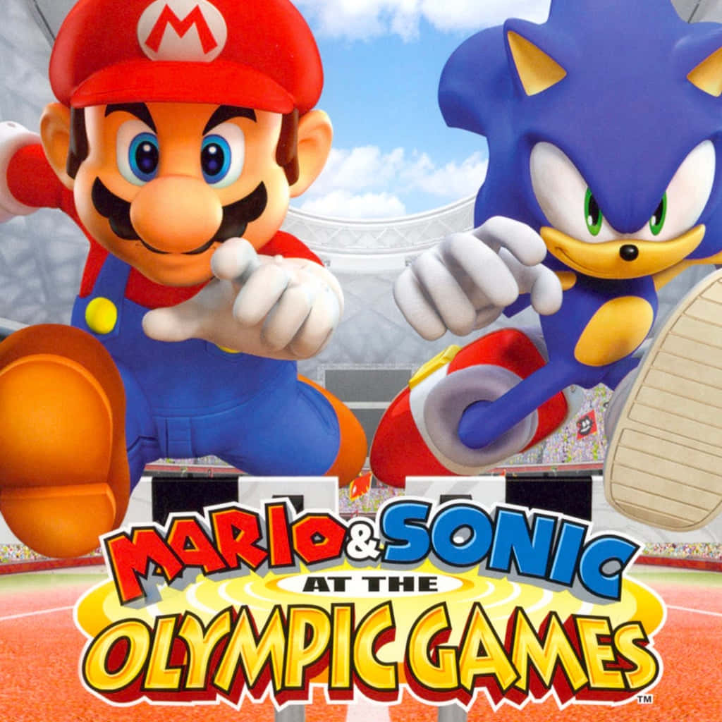 Mario and Sonic Competing at the Olympic Games Wallpaper