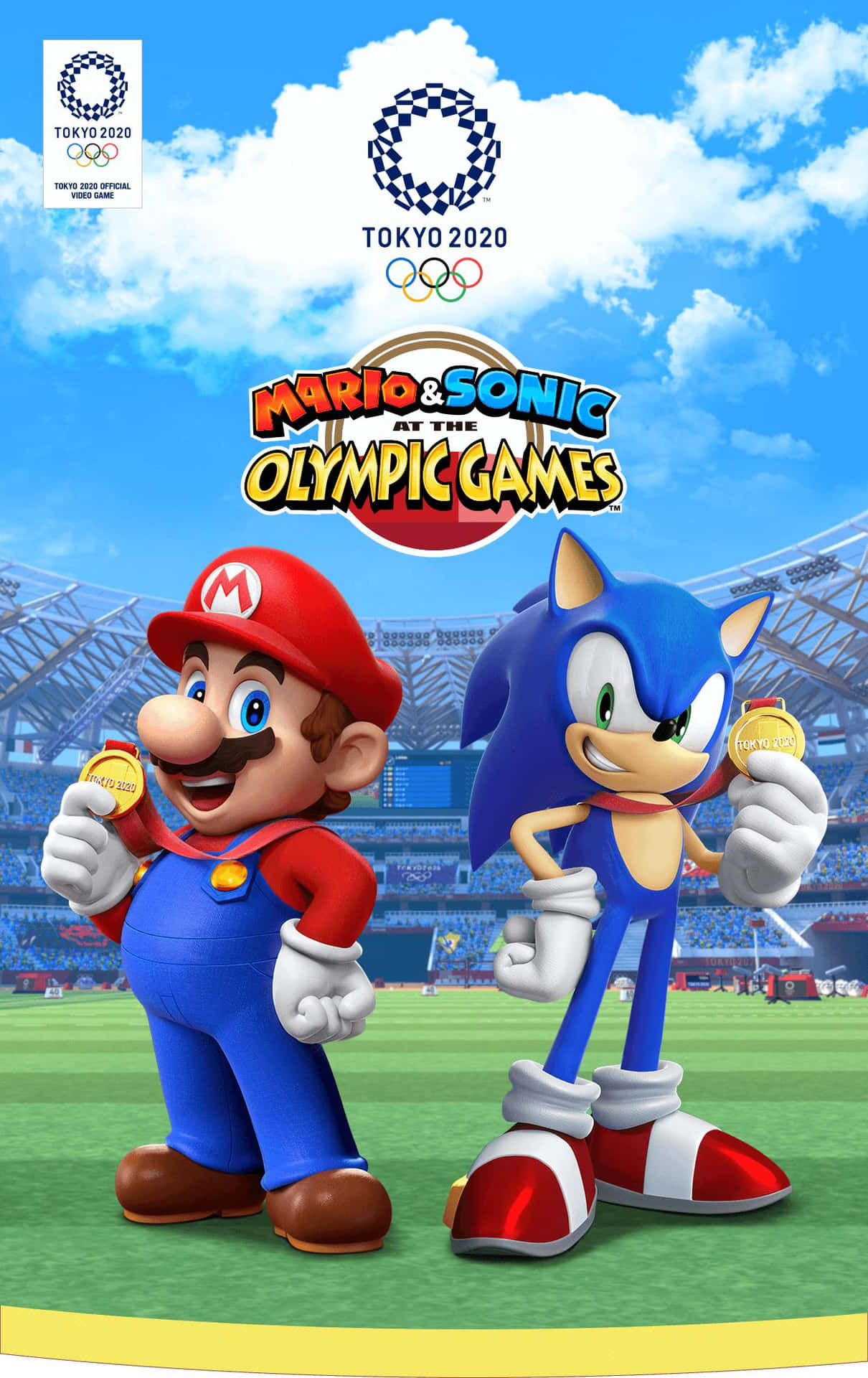 Mario and Sonic Competing in Olympic Games Wallpaper