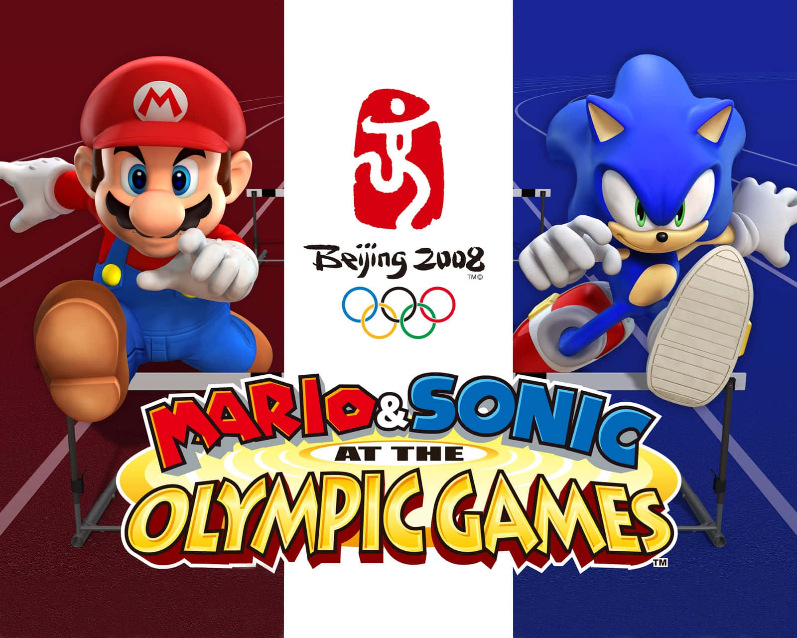 Mario and Sonic competing in the Olympic Games Wallpaper