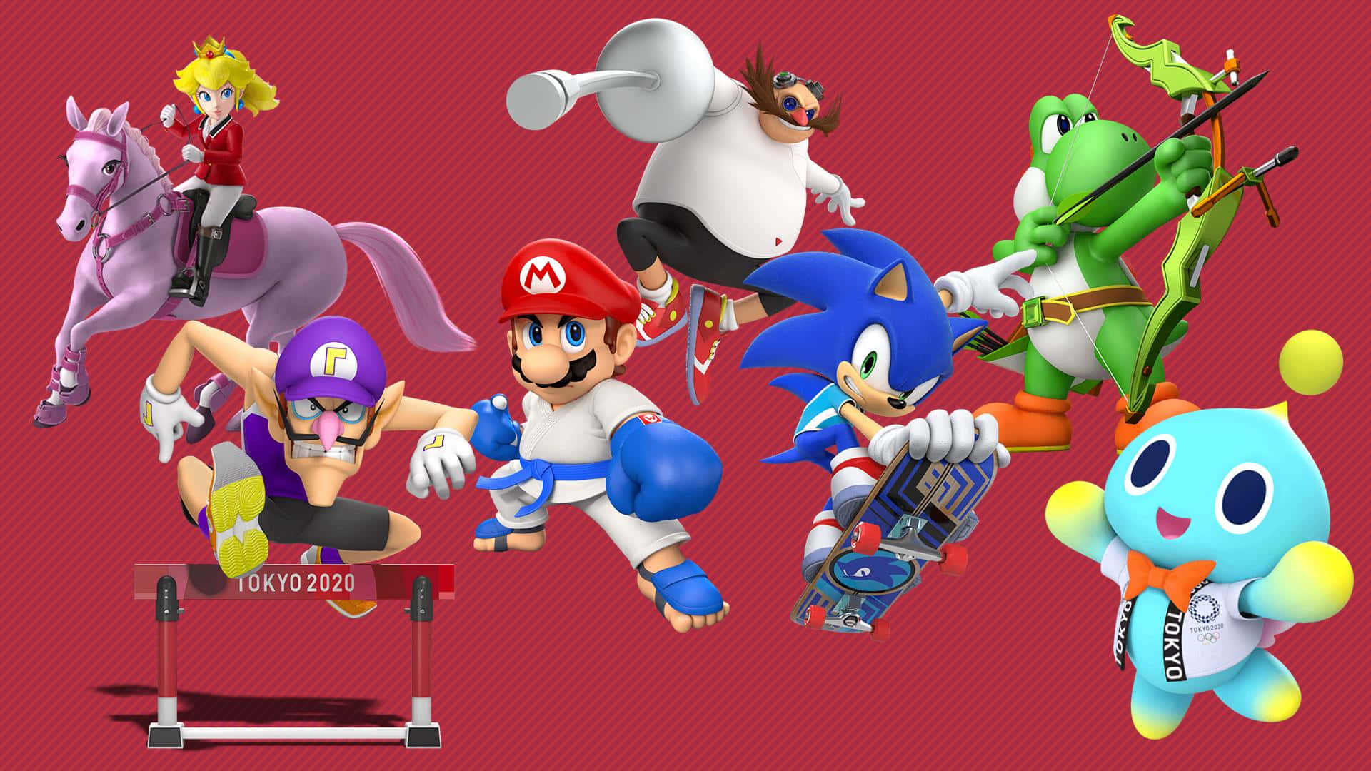 Excitement Unleashed: Mario and Sonic Compete in the Olympic Games Wallpaper