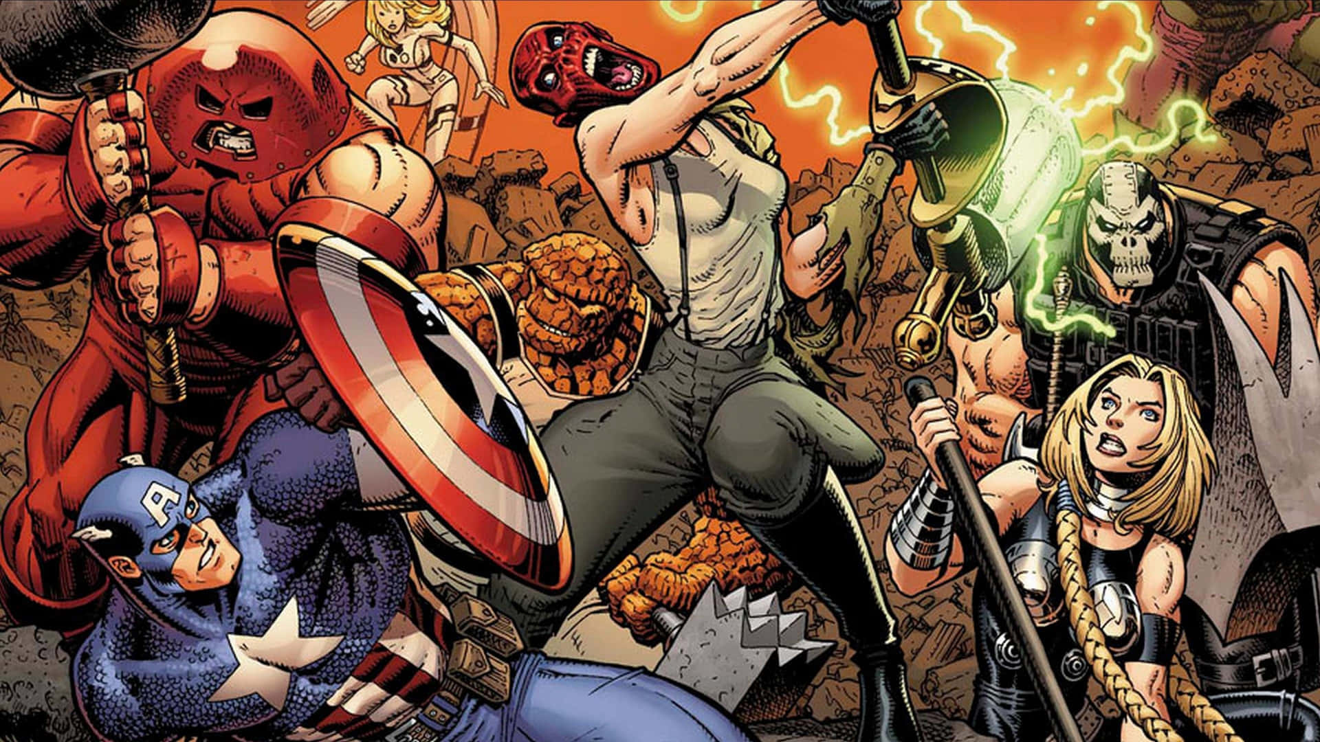Captain America And Villains Of Marvel Comics 2560x1440 Wallpaper
