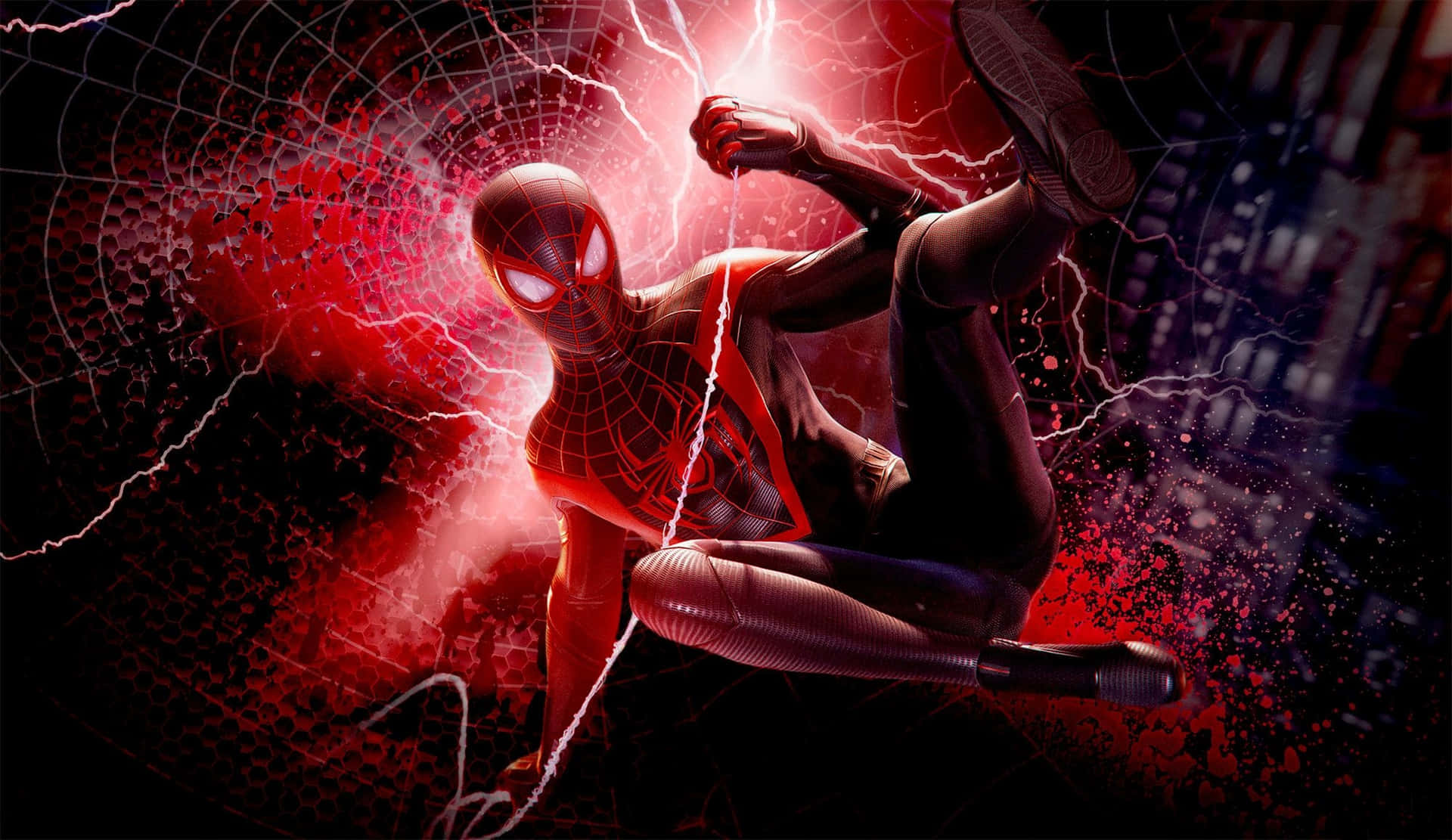 Marvel Ps4 Spiderman Red Lightning Wallpaper