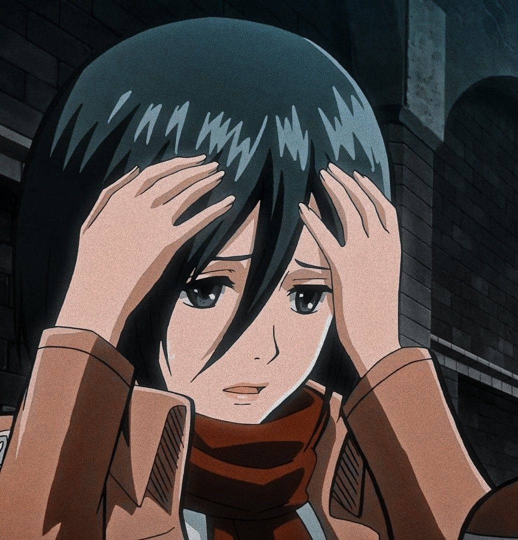 Mikasa Cute Worried Look Wallpaper