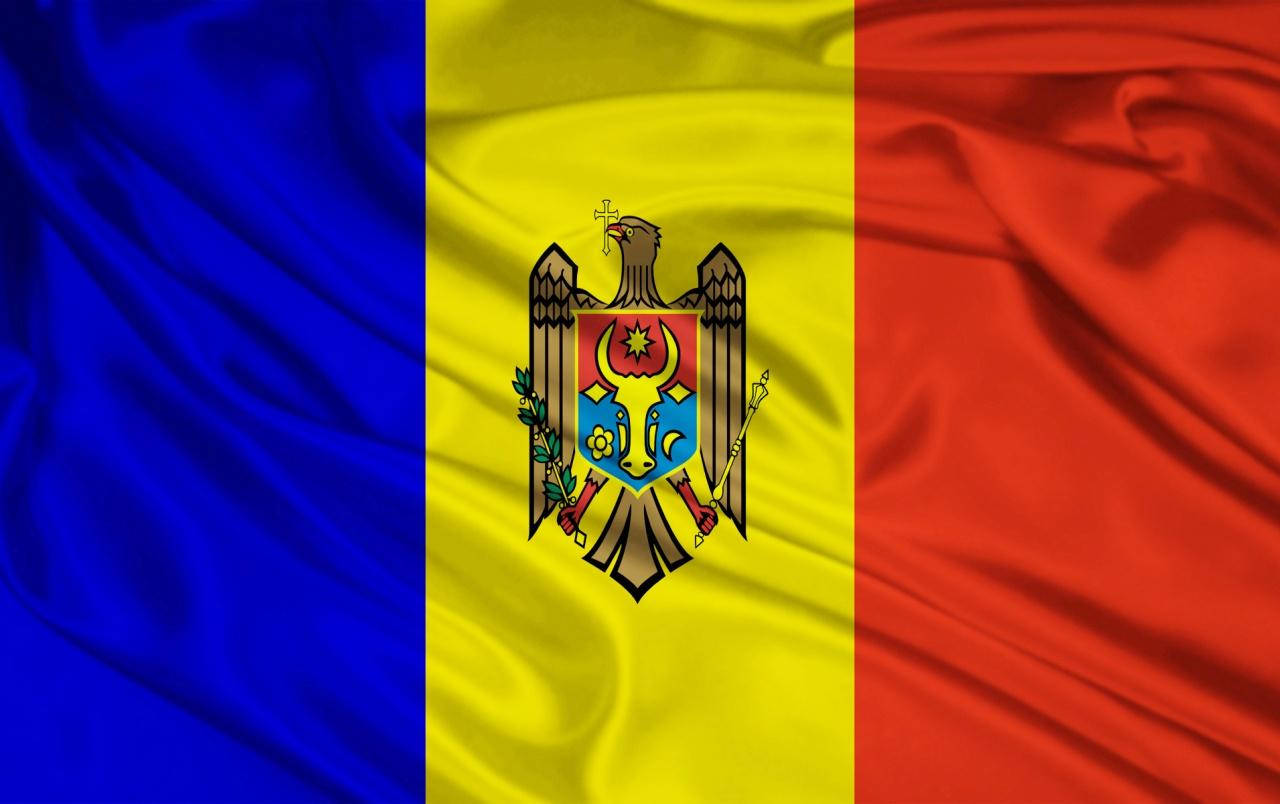 Moldova Satin Textured Flag Wallpaper