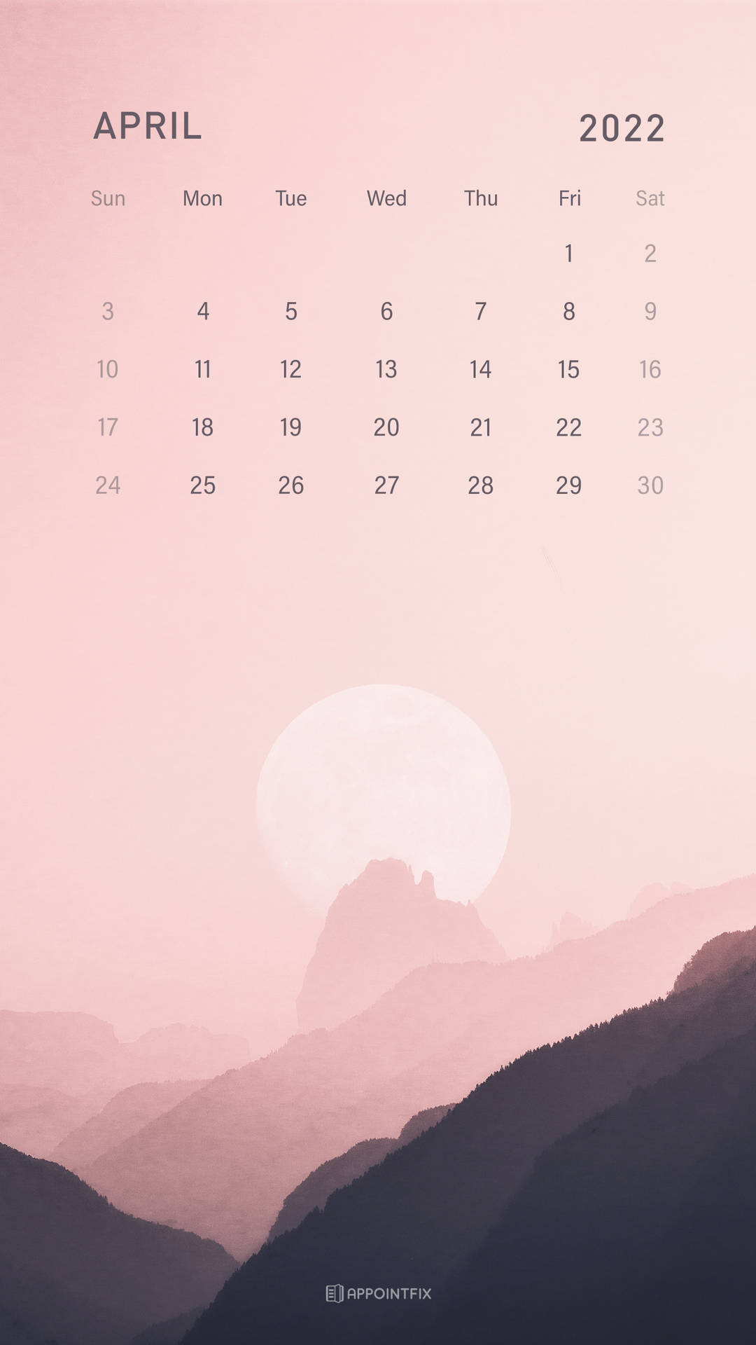 Moon And Mountain April 2022 Calendar Wallpaper