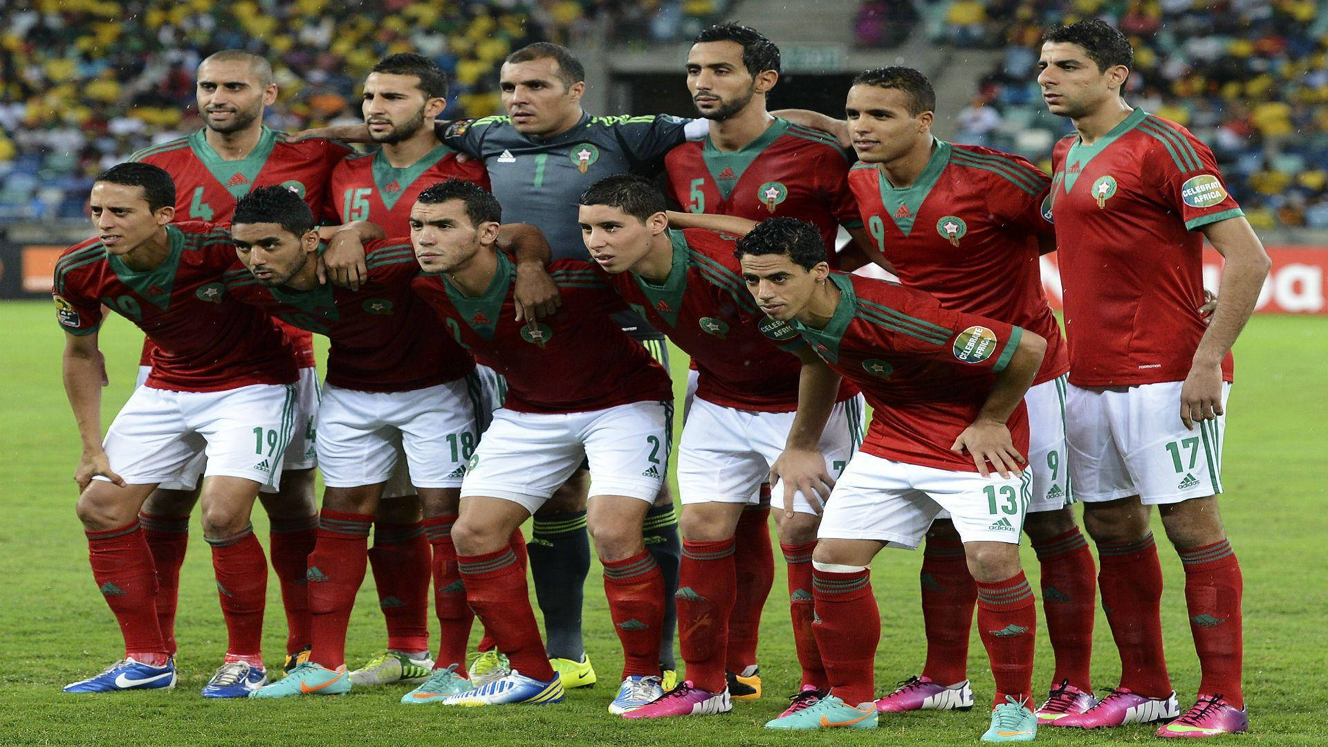 Morocco National Football Team Red And White Wallpaper