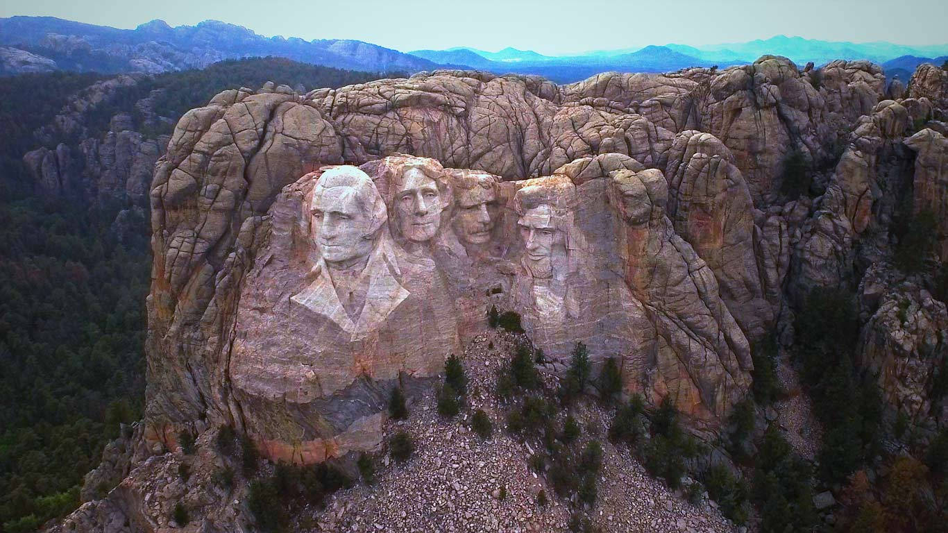 A Majestic Aerial View of Mount Rushmore Wallpaper