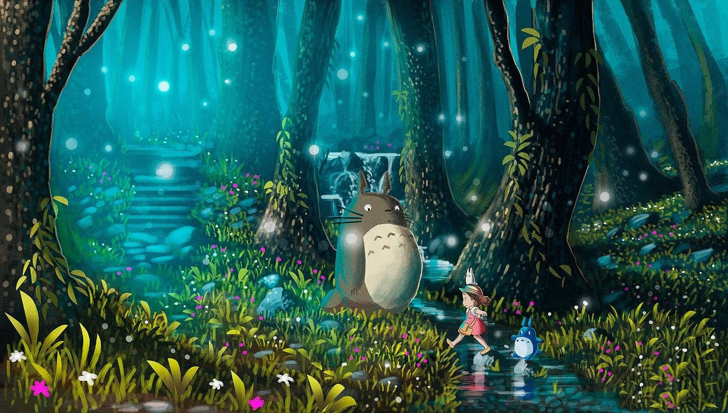 "Let's explore the magical world of Totoro!" Wallpaper
