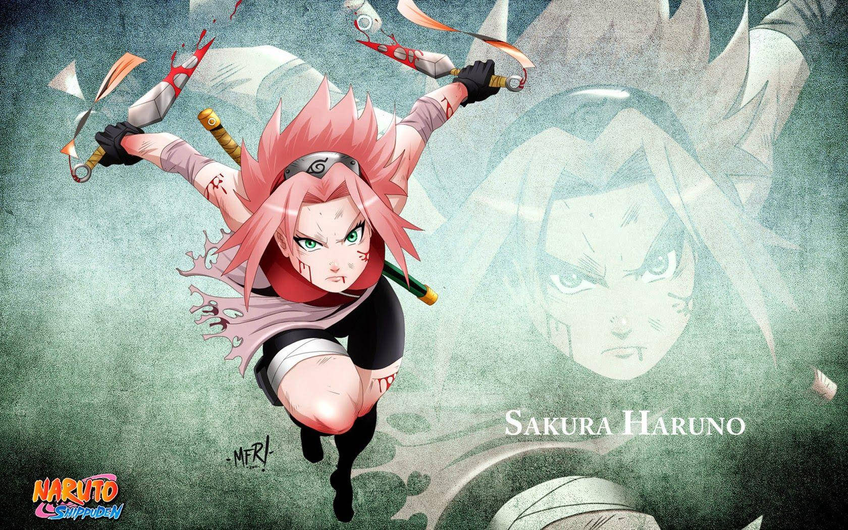 Naruto Anime Sakura Bloody Kunai Wallpaper