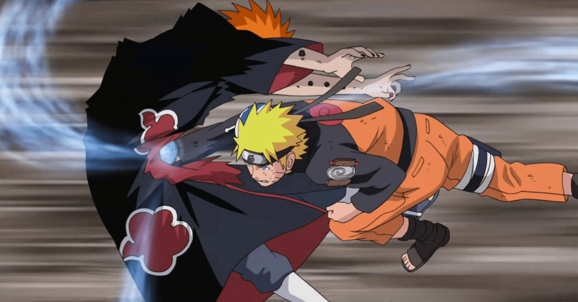 Naruto and Kakashi teaming up to take on the ninjas of the Hidden Leaf Village