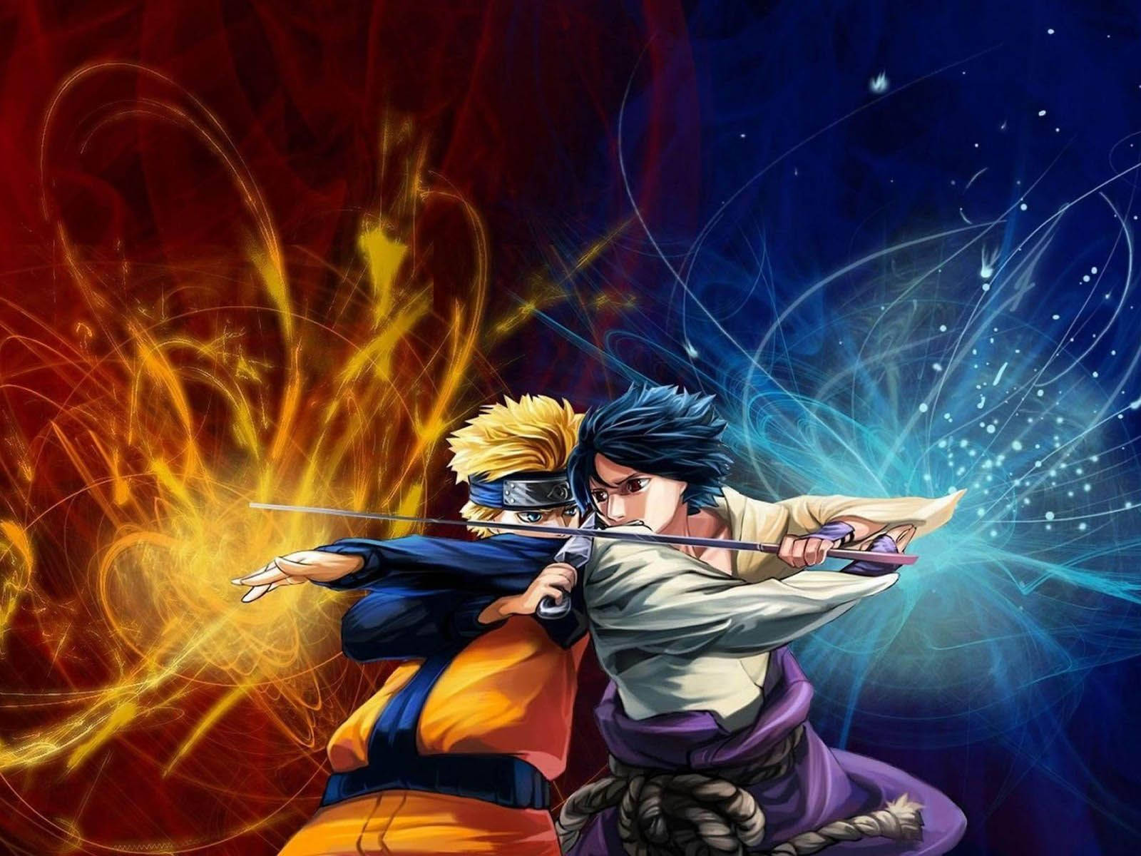 Sasuke Uchiha Vs. Naruto Uzumaki: Two Rivals Faceoff Wallpaper