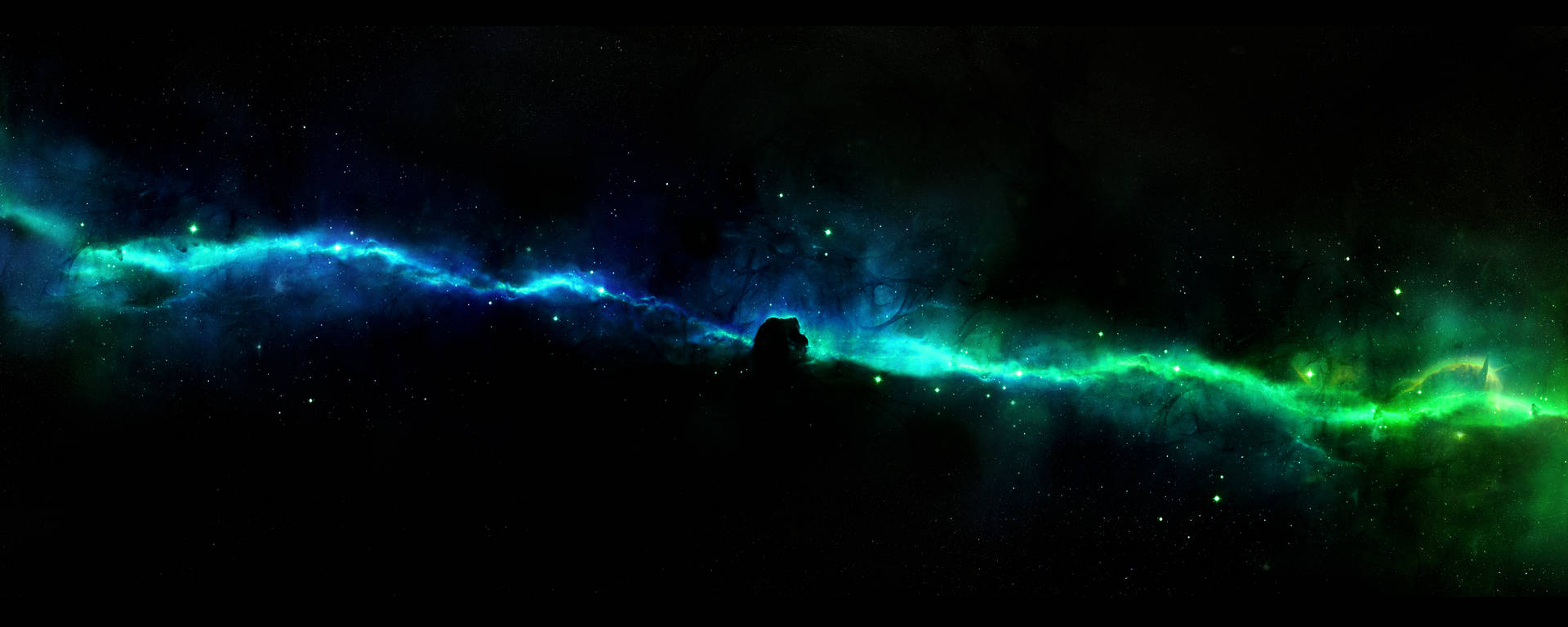 "The mysterious beauty of the nebula glows in the dark". Wallpaper