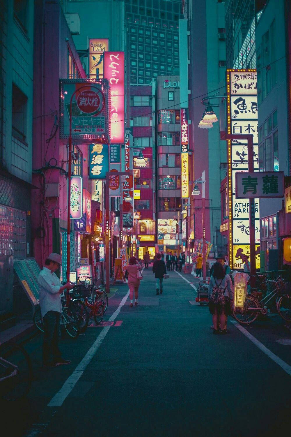 Neon Signboards In Japanese  Anime City Backdrop Wallpaper