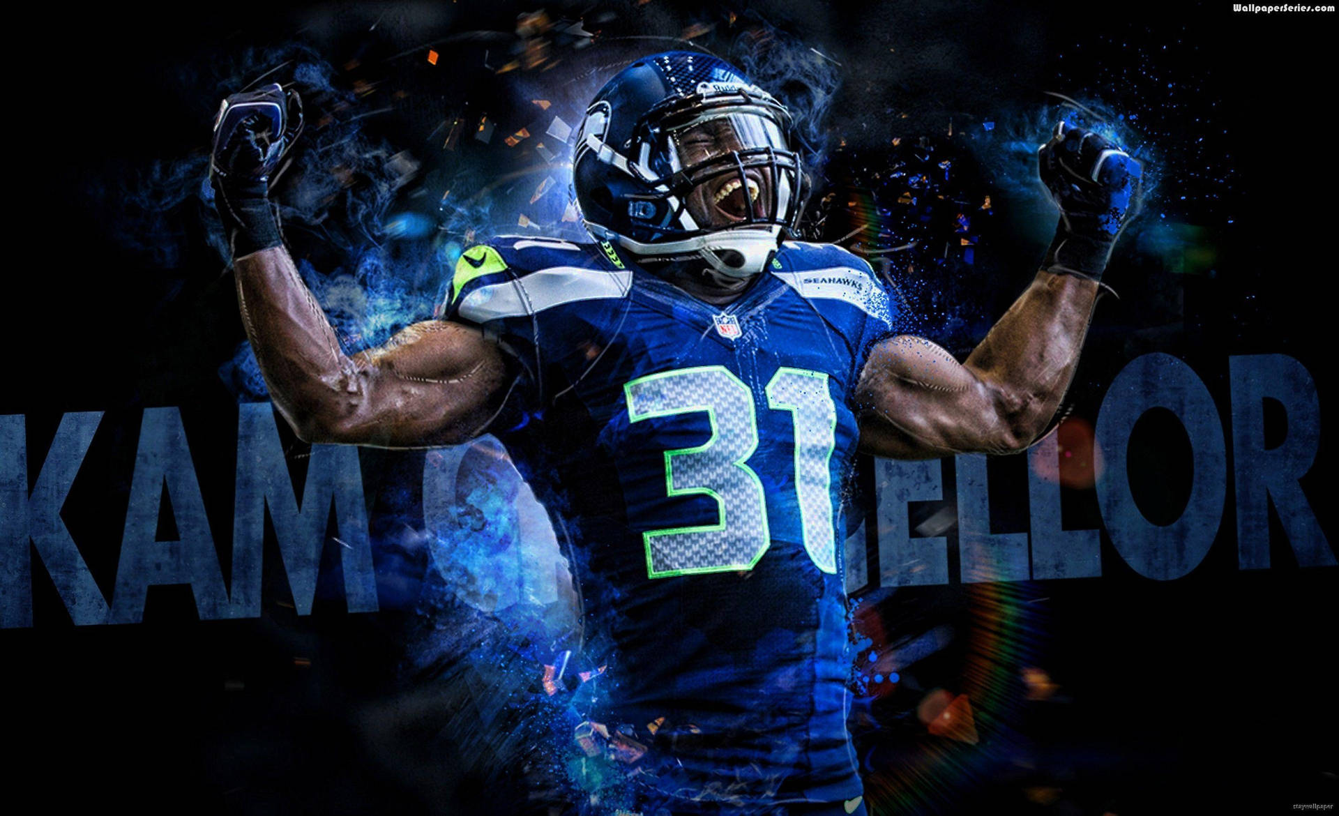 Kam Chancellor in action during an NFL match Wallpaper