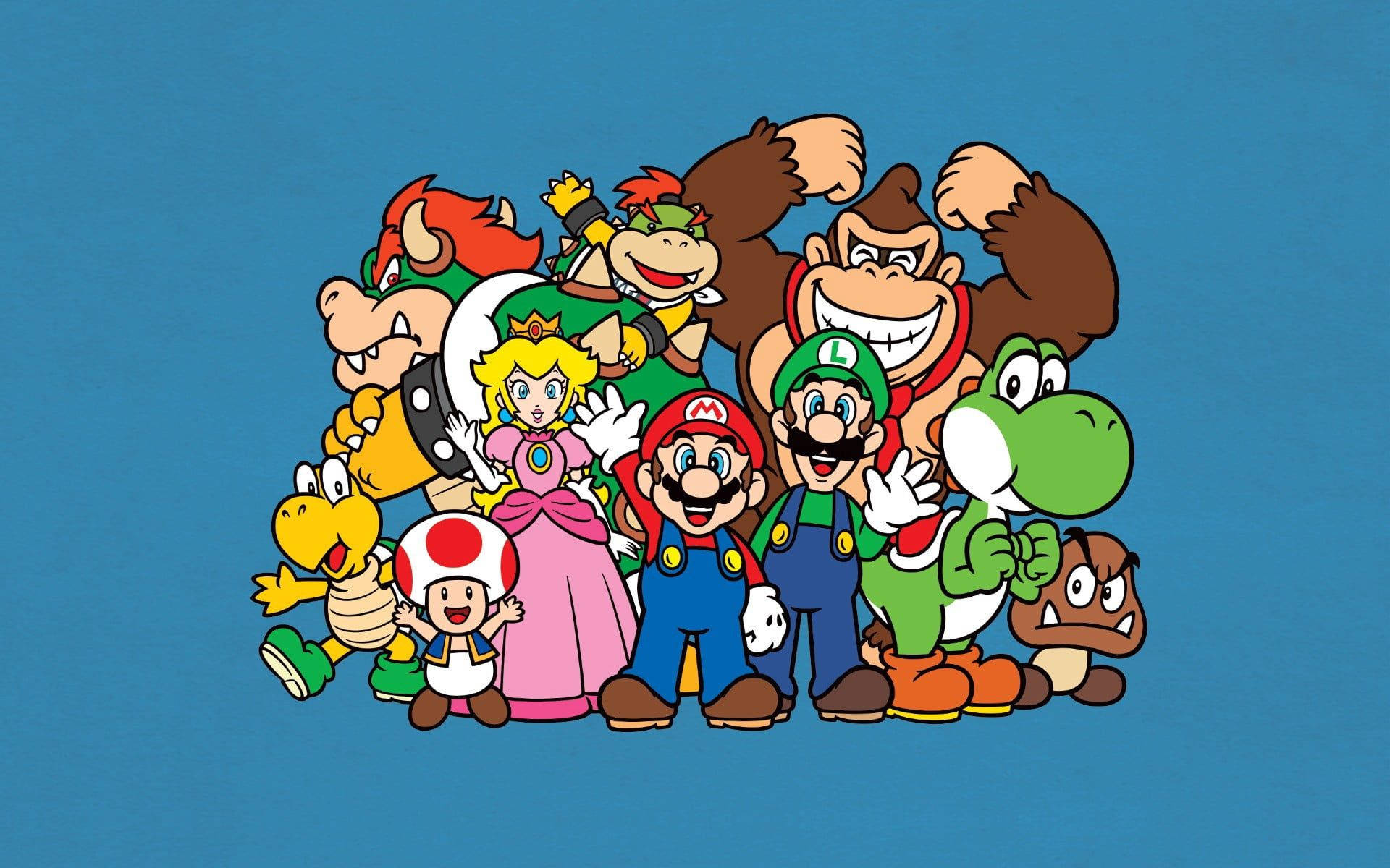 Nintendo Characters Blue Poster Wallpaper