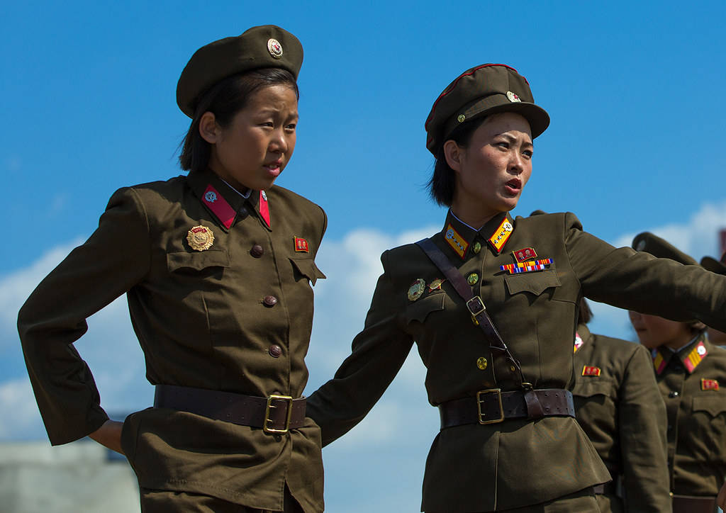 North Korea Women Soldiers In Uniform Wallpaper