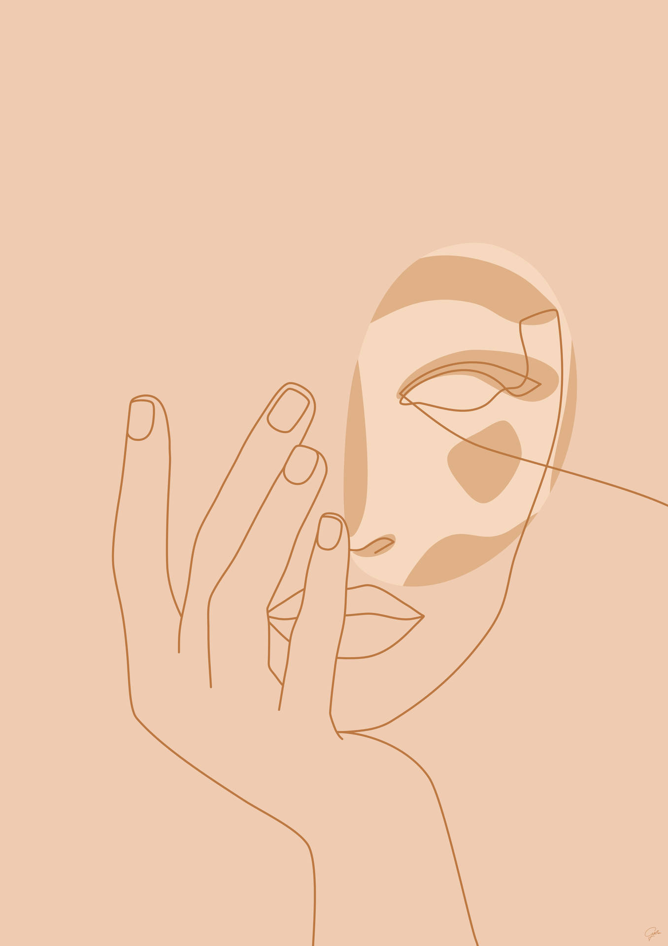 One Line Drawing Half A Face Wallpaper