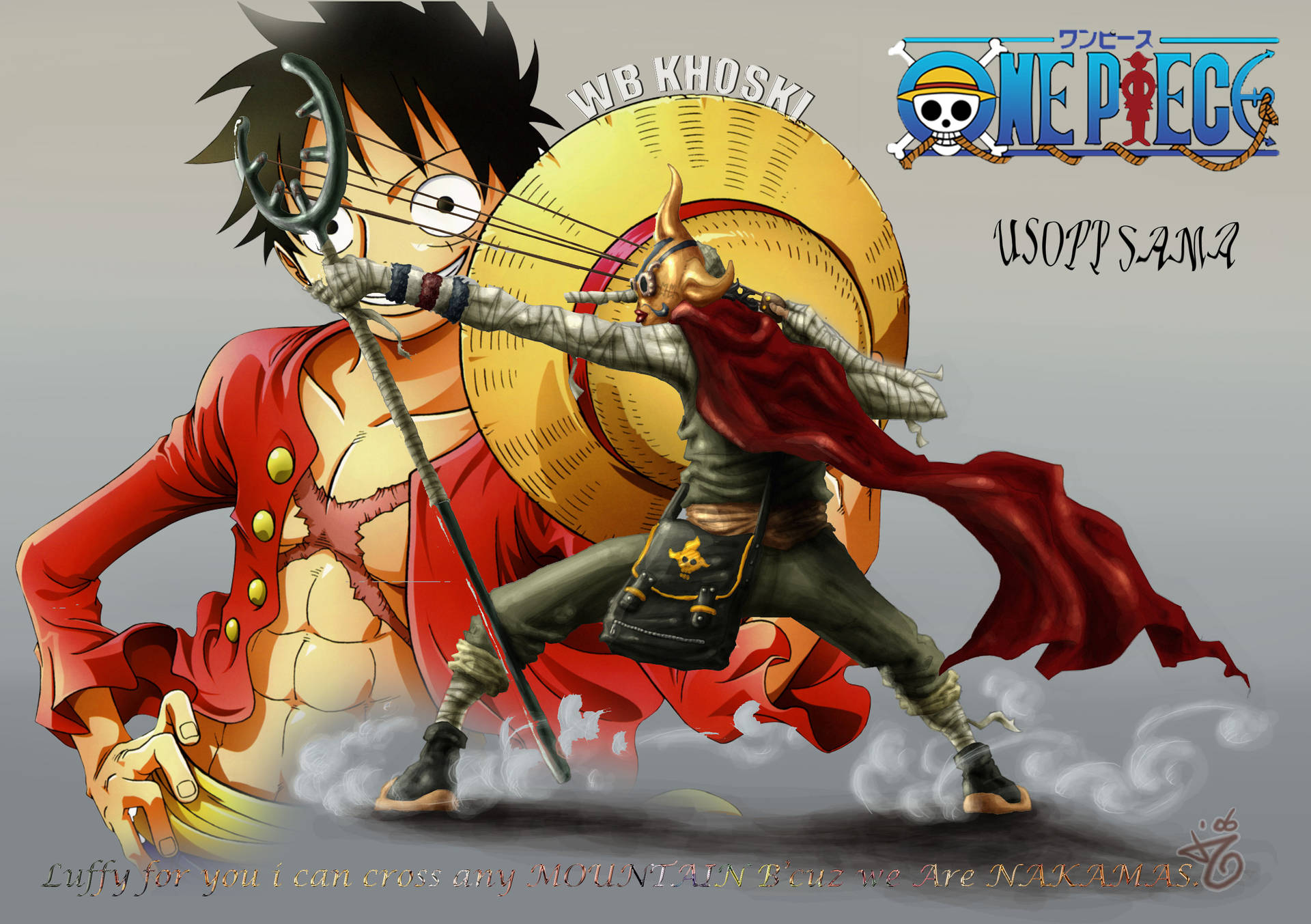 One Piece Usopp And Luffy Poster Wallpaper