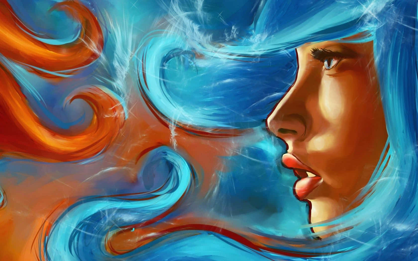 The Abstract Face Of The Girl Paint Background