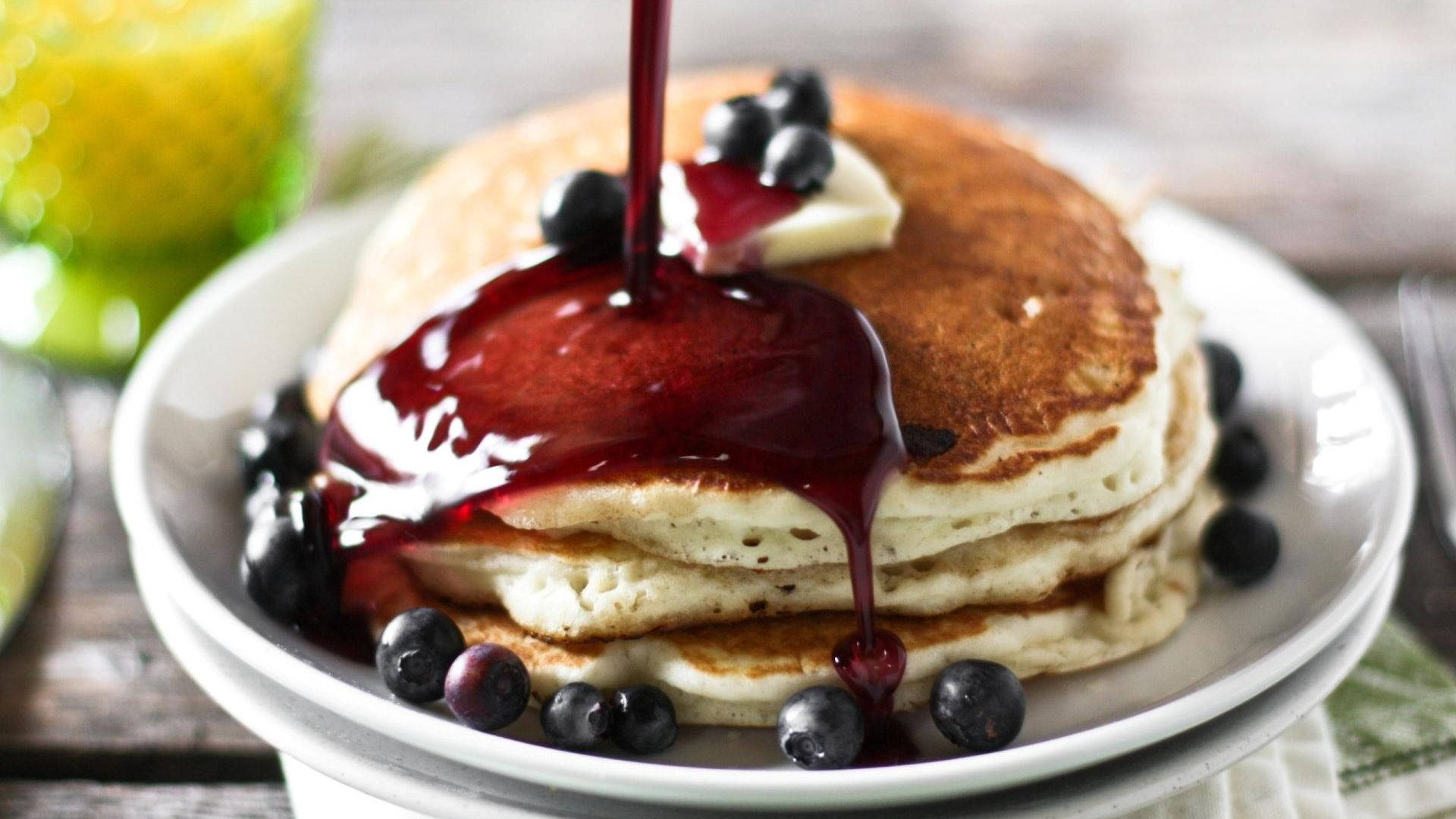 Pancakes With Berry Syrup Wallpaper