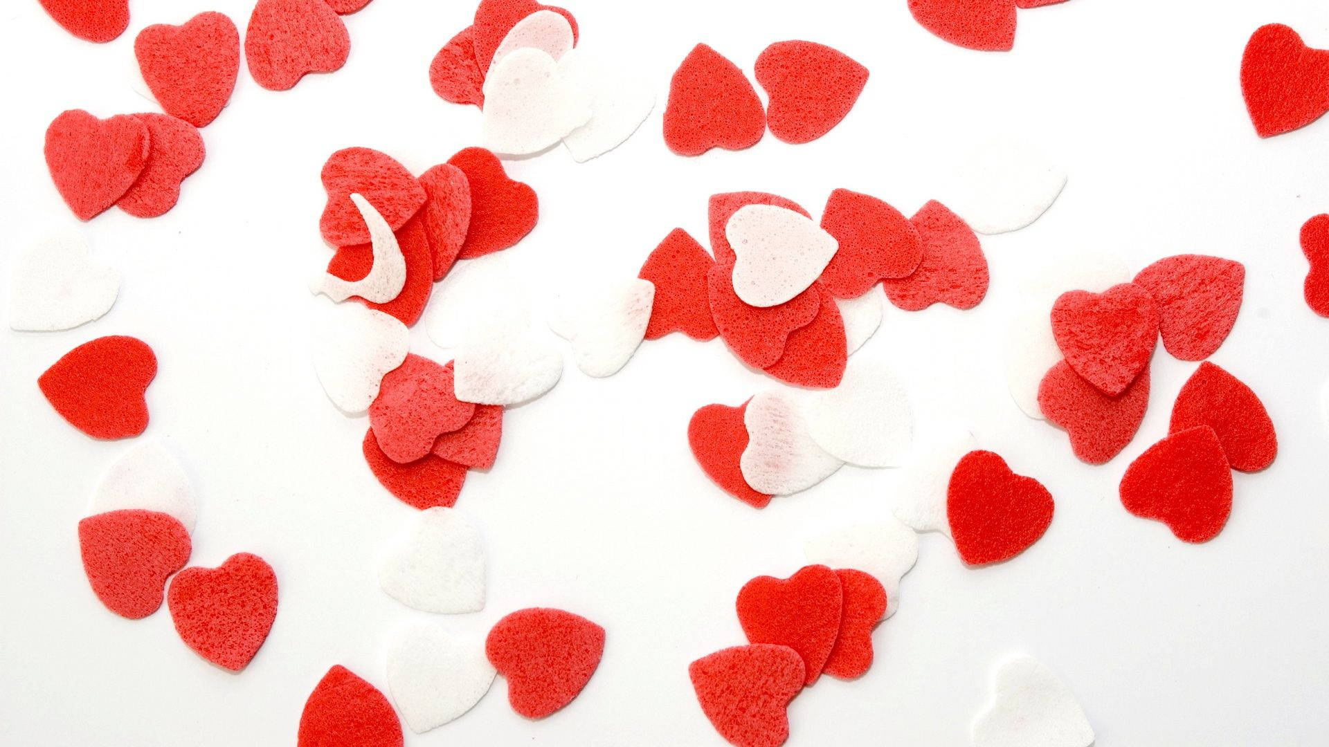 Paper Cutouts Of Valentine's Hearts Desktop Wallpaper