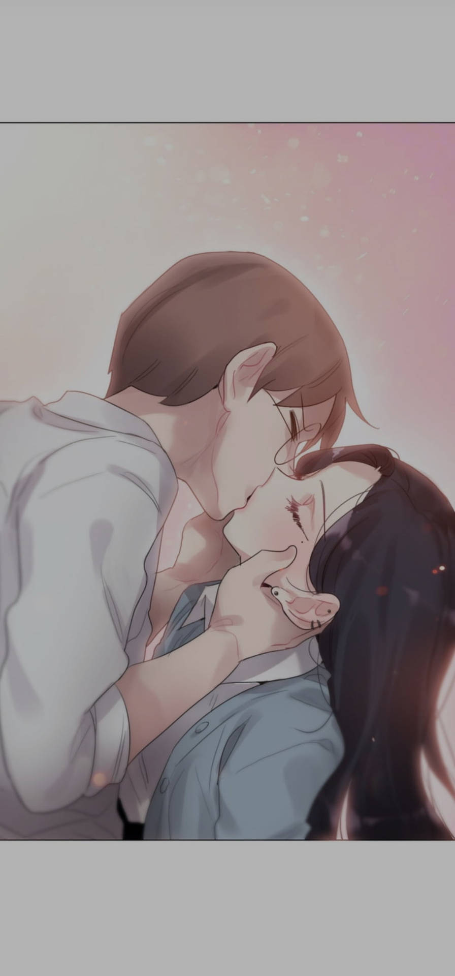 Passionate Anime Couple Kiss Phone Wallpaper