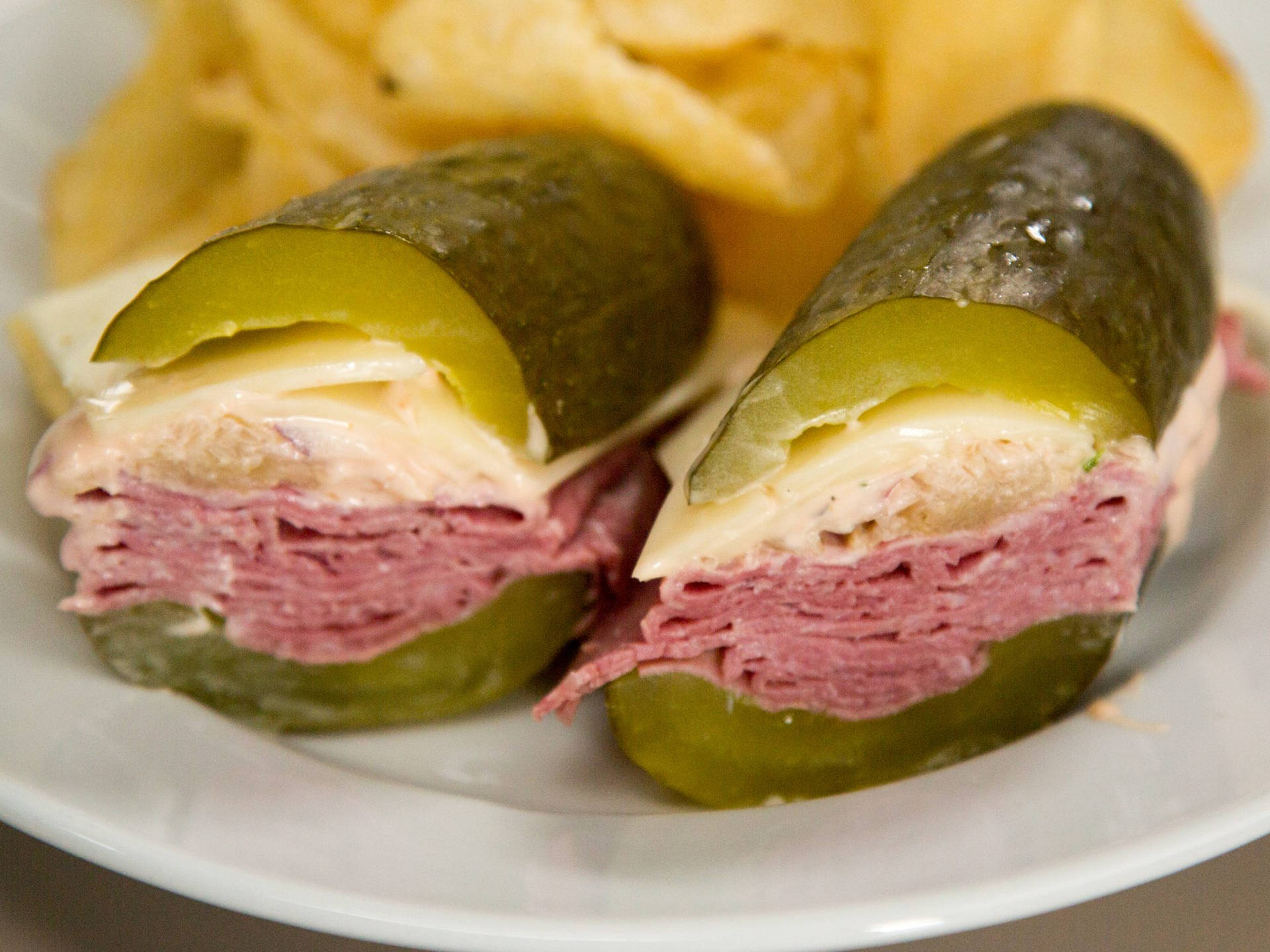 Pickles Stuffed With Cheese And Ham Wallpaper