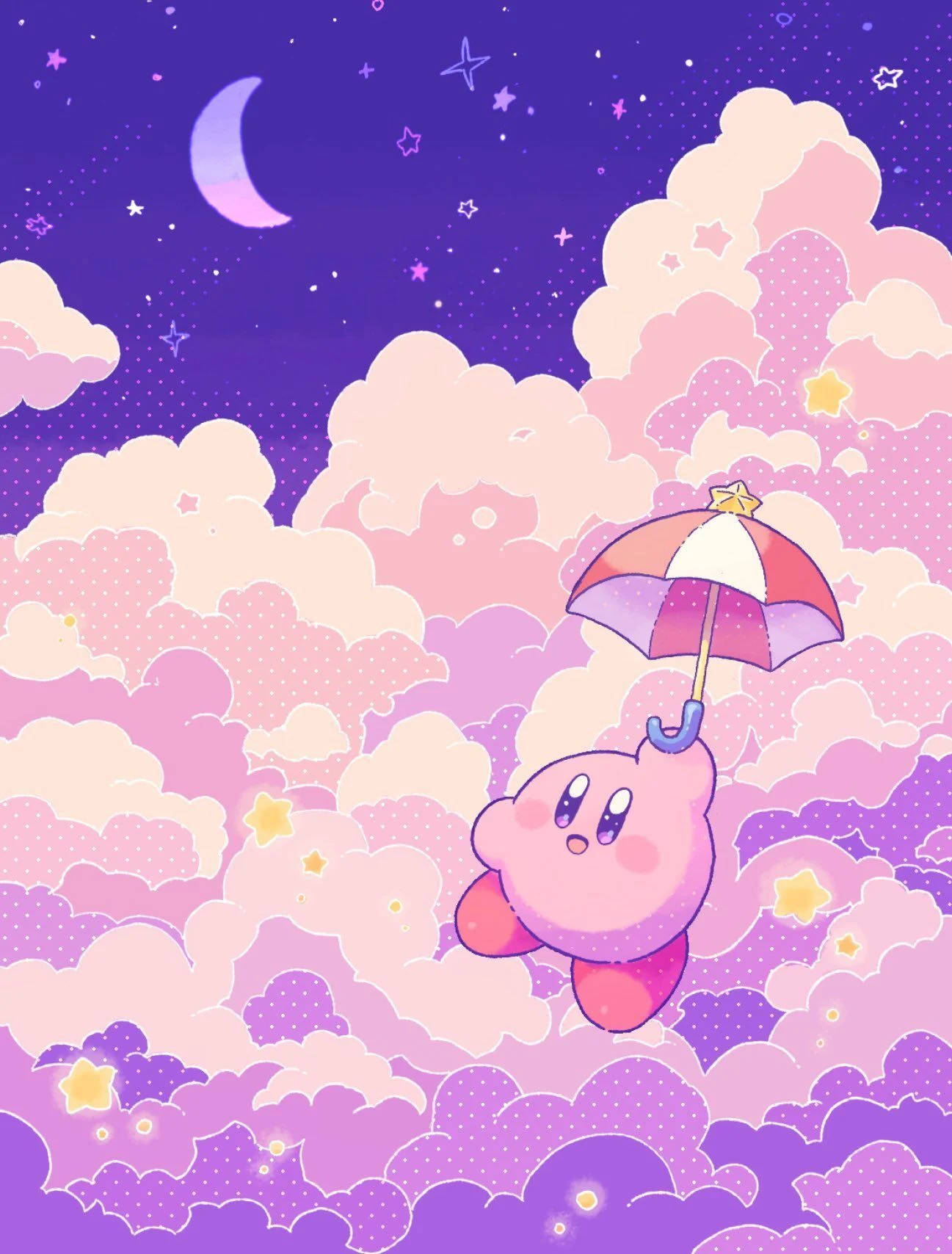 Pink Clouds Kirby Nintendo Characters Wallpaper