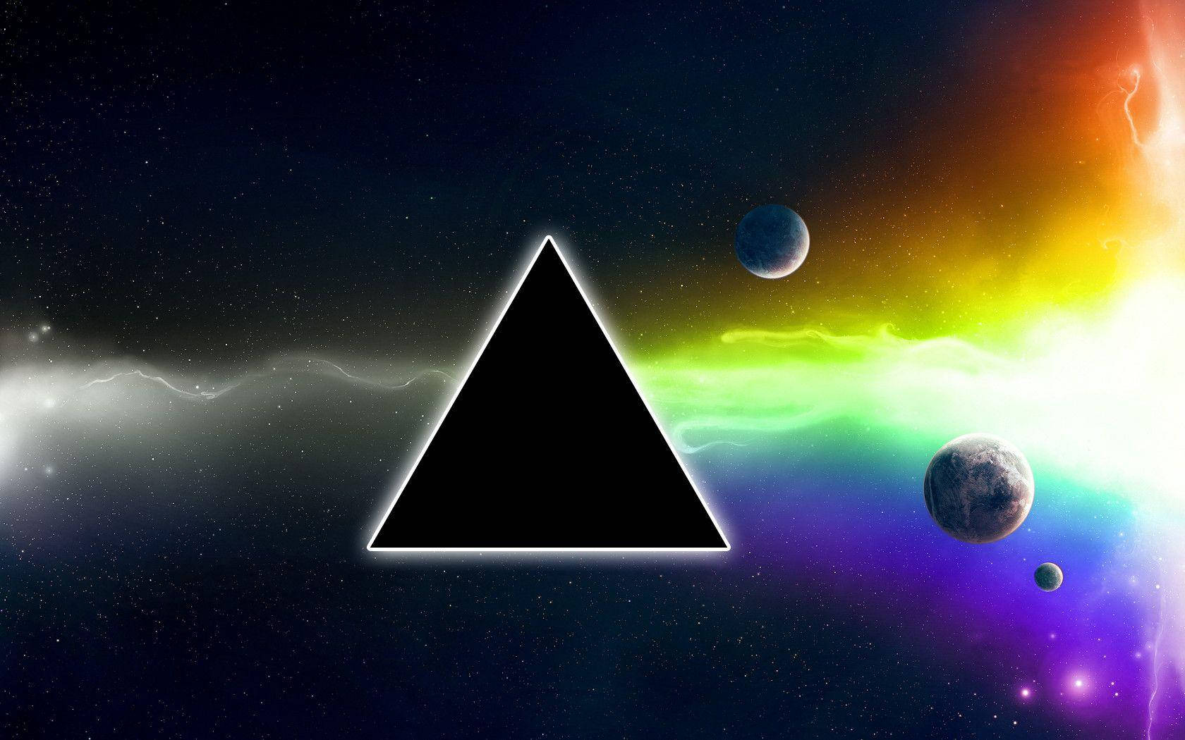 "Pink Floyd's Trippy Triangle in Space" Wallpaper