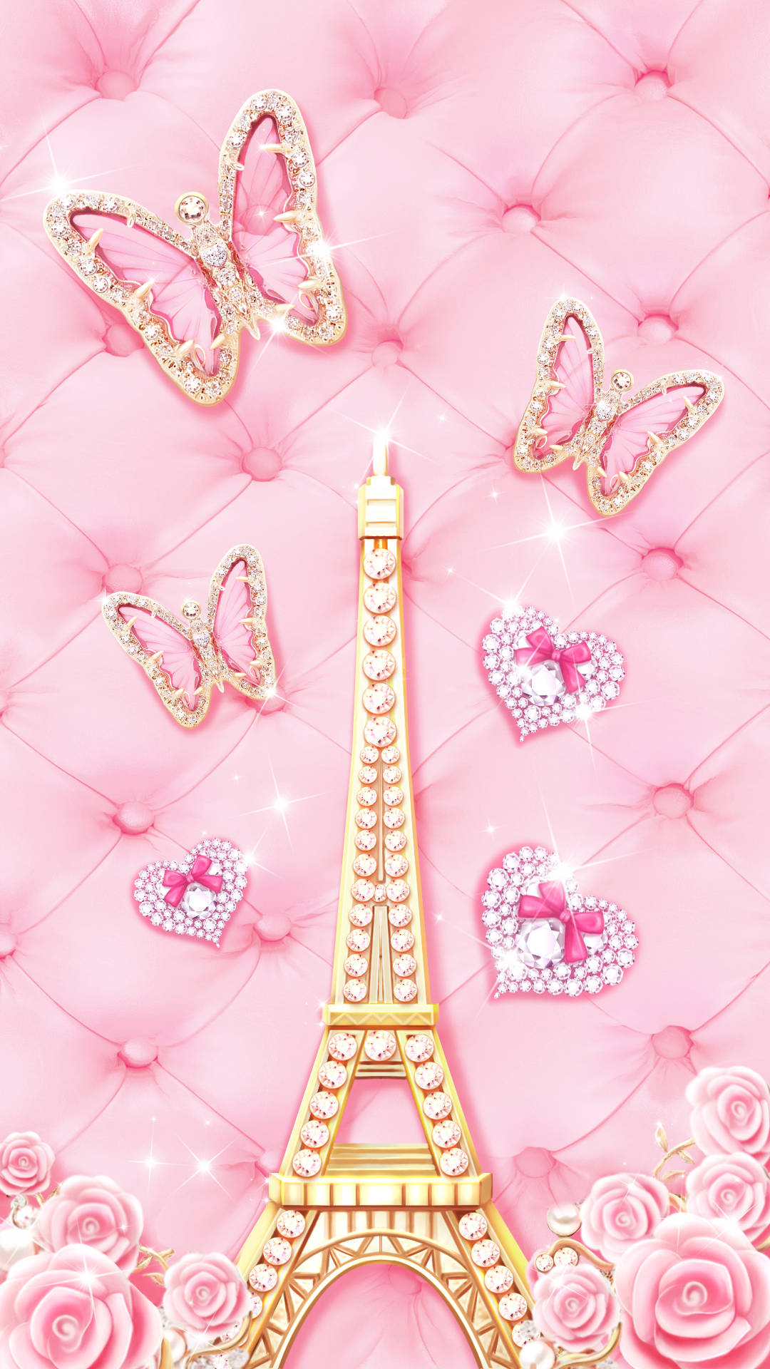 Pink Paris Tufted Background Wallpaper