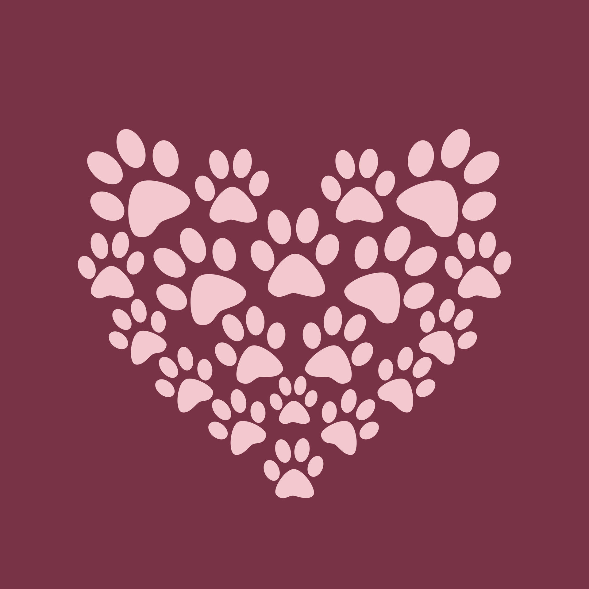 Pink Paw Print Heart Wallpaper