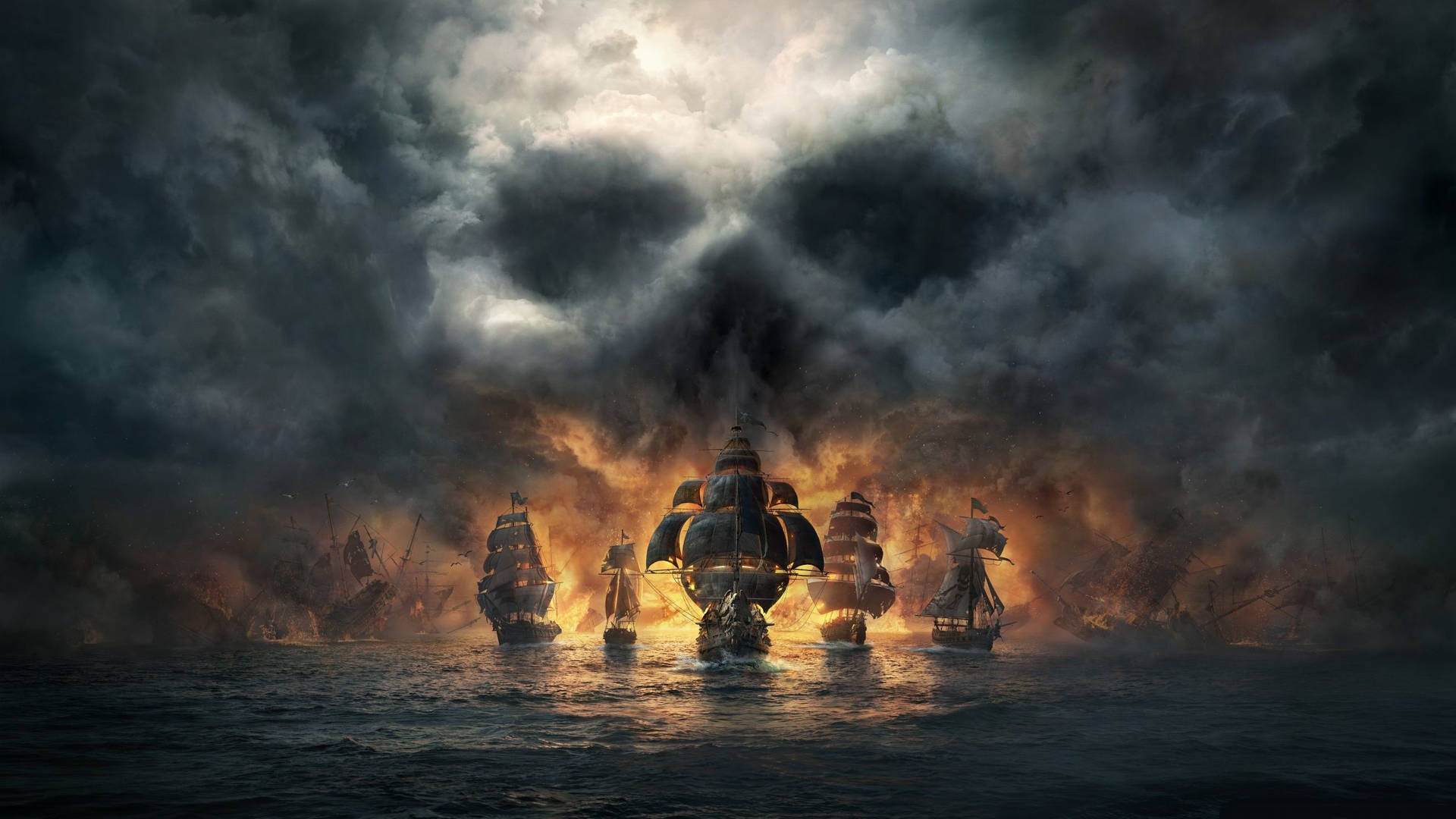 Pirate Boats Skull Smoke 1440p Gaming Wallpaper