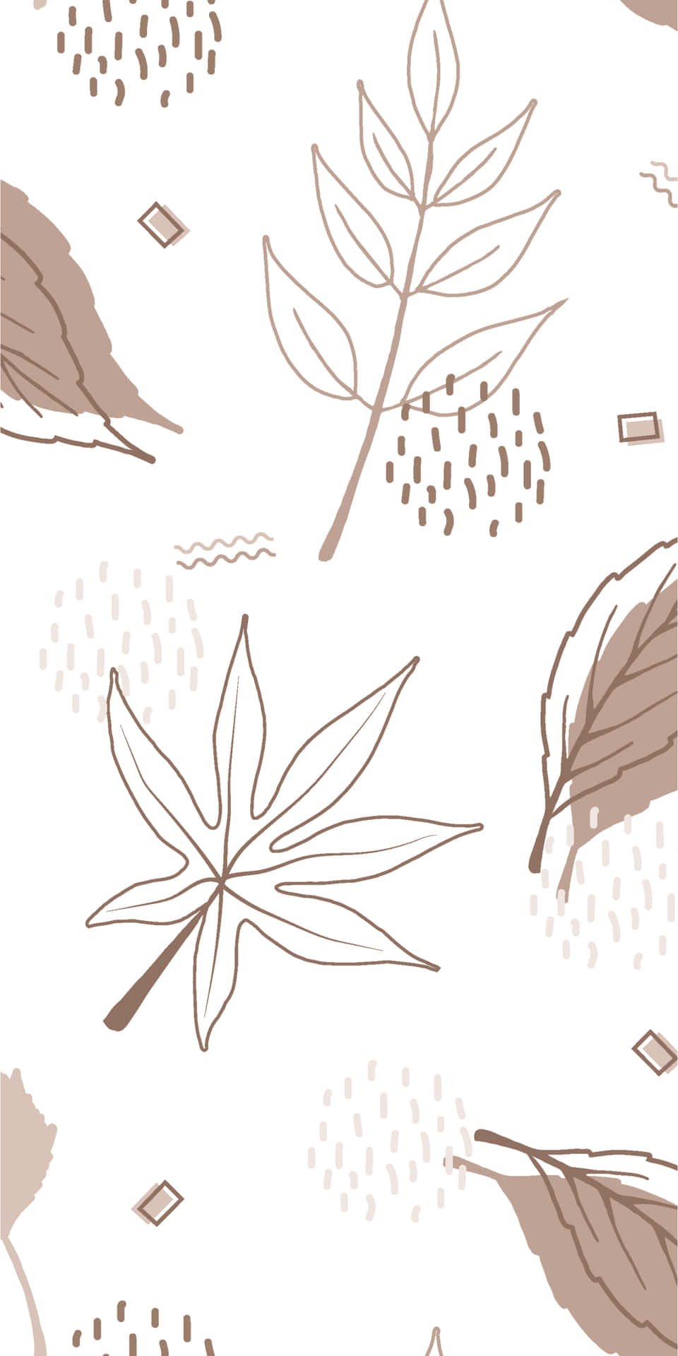Pixel 3 Fall Brown Doodles Of Leaves Background