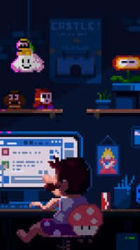 Pixel Boy Playing Game Art Wallpaper