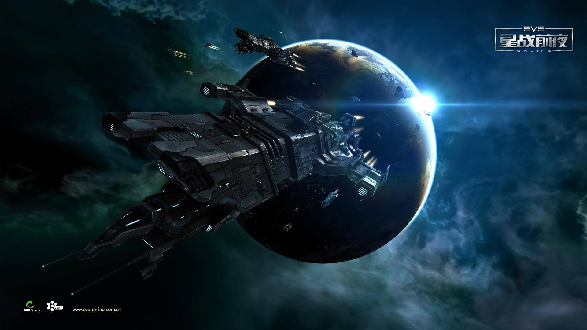 Planet and Spaceships On EVE Online Wallpaper