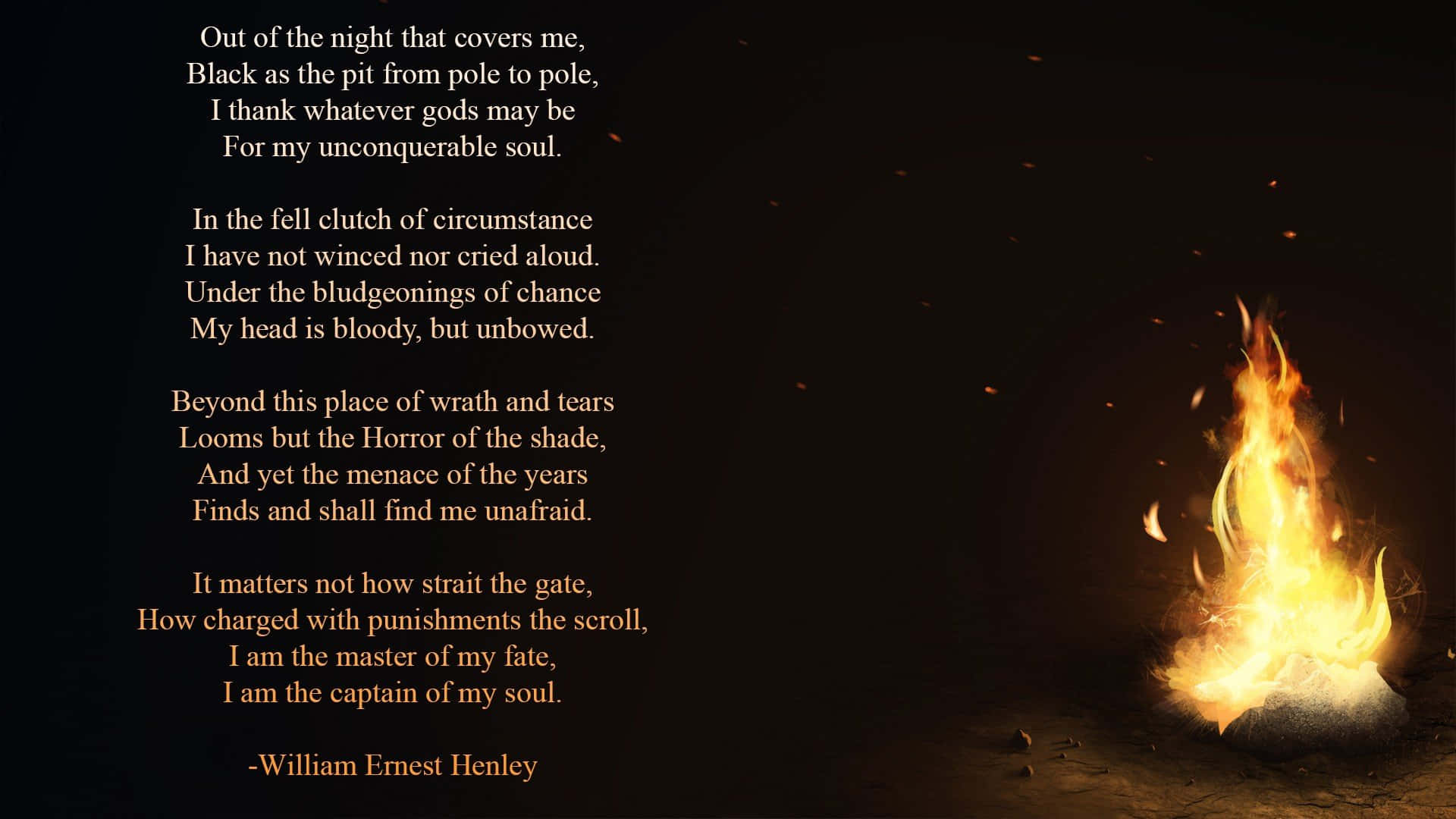 Henley Poem With A Fire Wallpaper