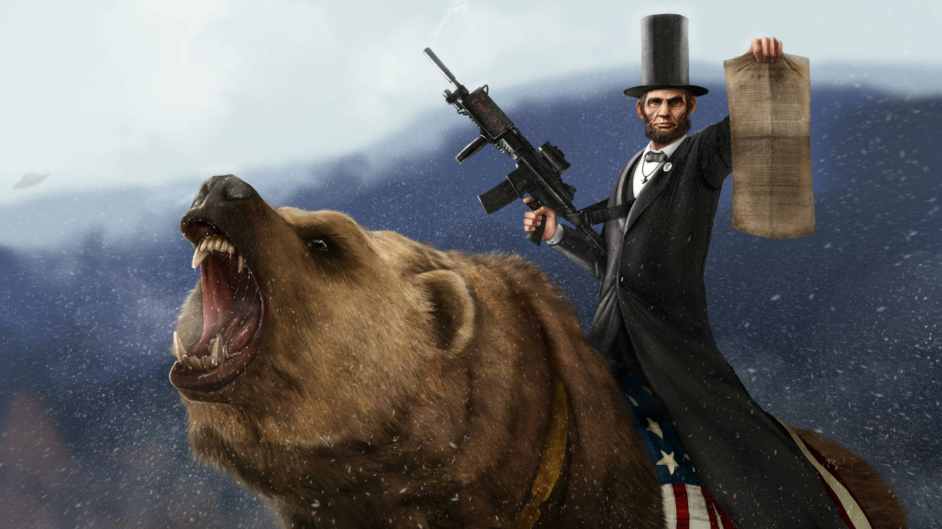 Politics Lincoln On A Bear Wallpaper