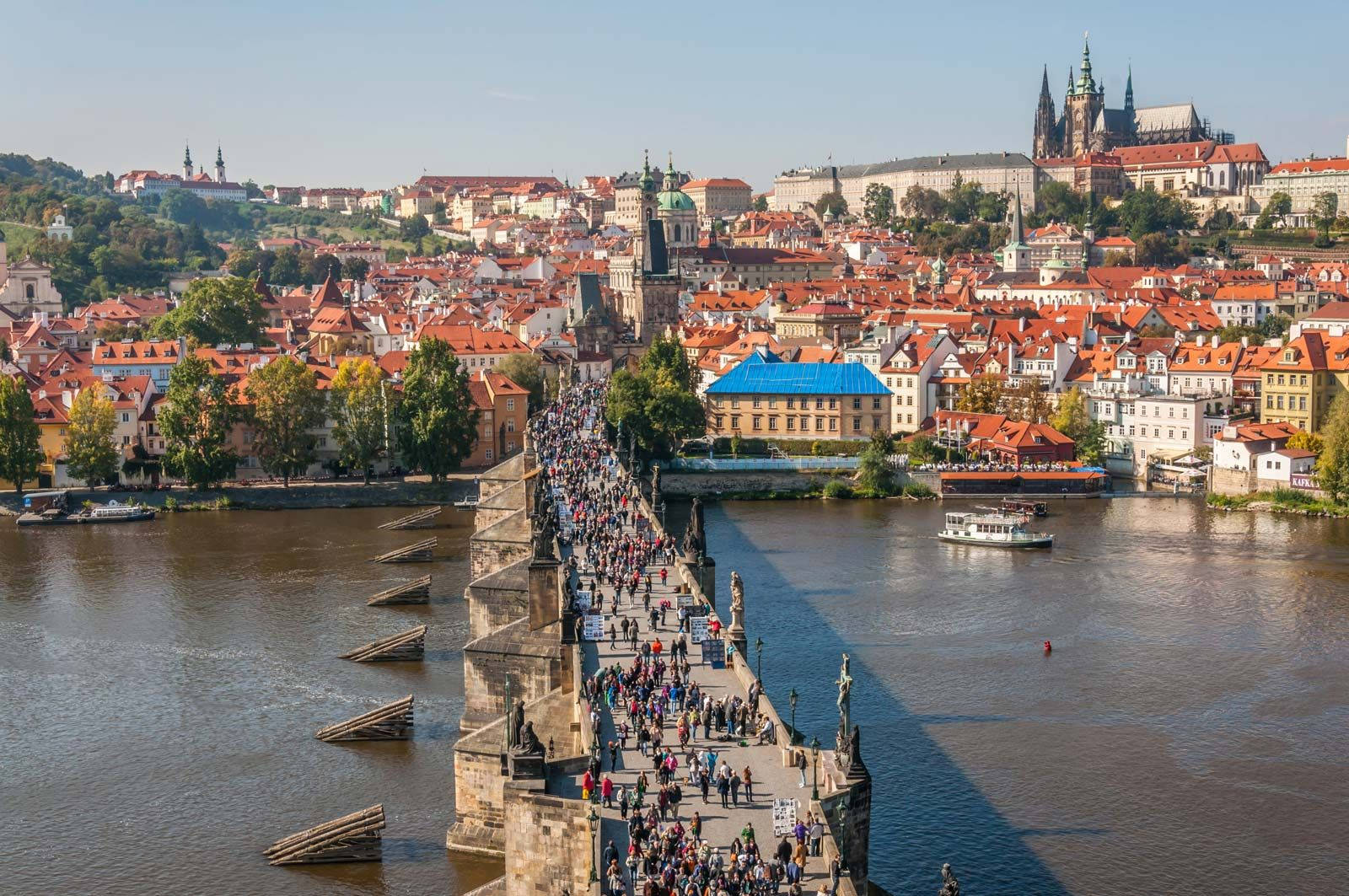 Majestic View of Prague's Historic Old Town Bridge Tower Wallpaper