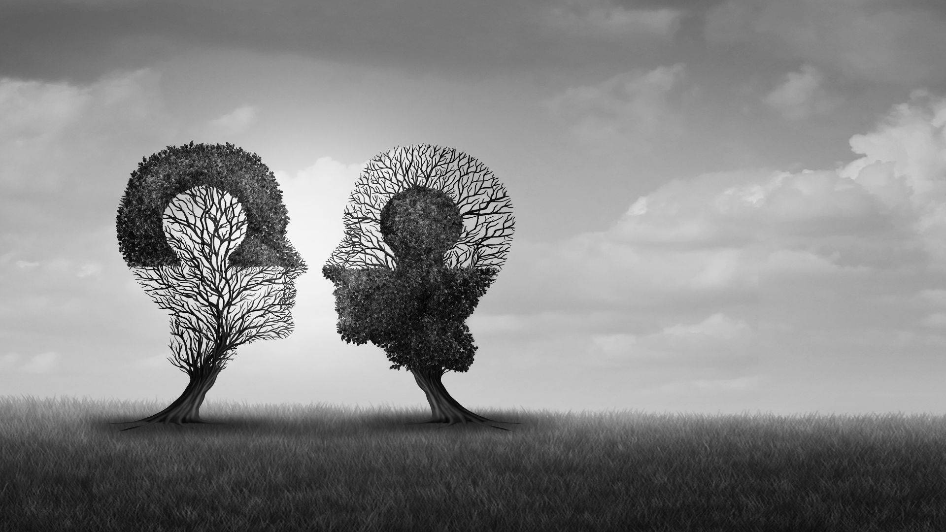 Psychology Human Heads Trees Kissing Wallpaper