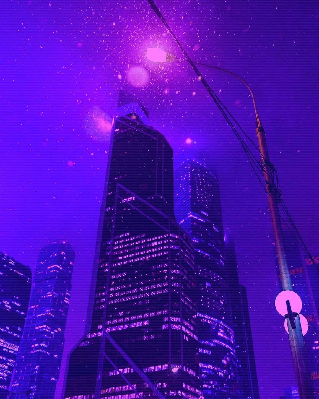 Purple Aesthetic City Lights In Building Picture