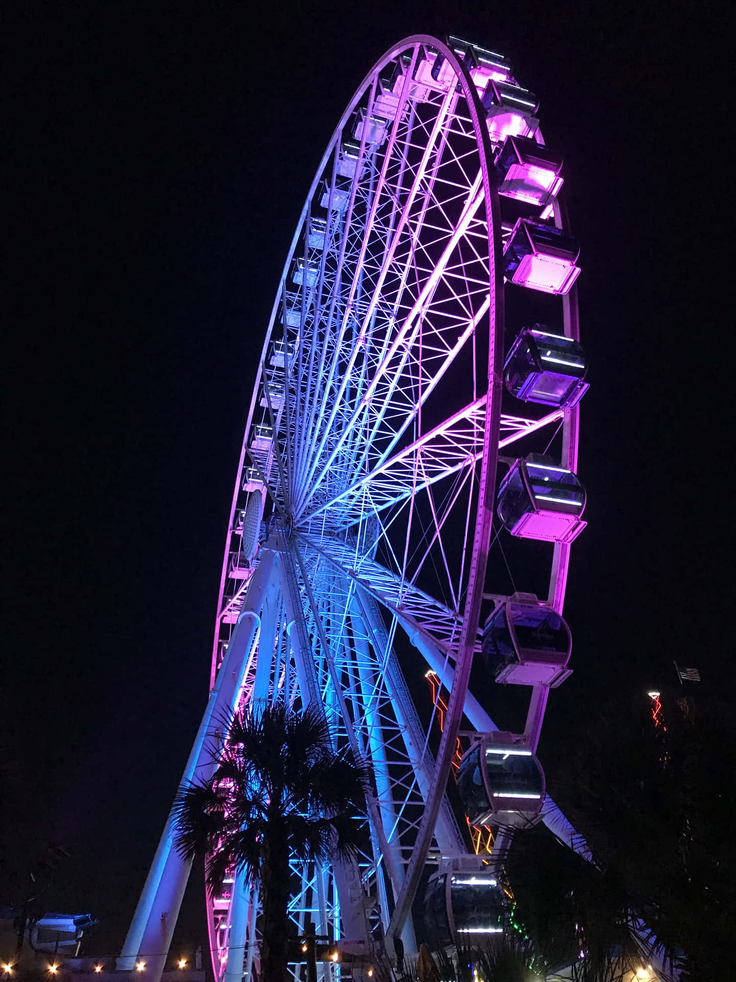 Purple Aesthetic Ferris Wheel Blue And Purple Neon Lights Picture