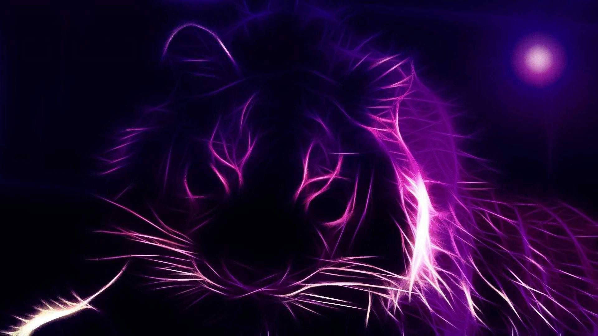A majestic purple tiger against a digital art background Wallpaper