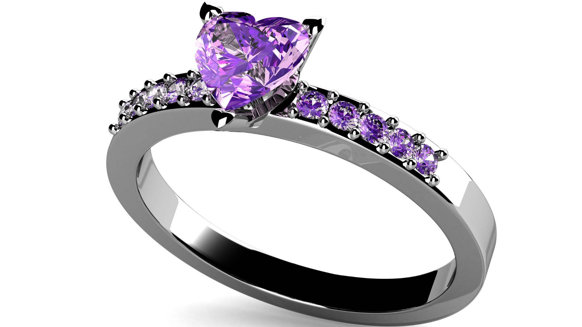 Purple Heart Shaped Diamond Ring Wallpaper